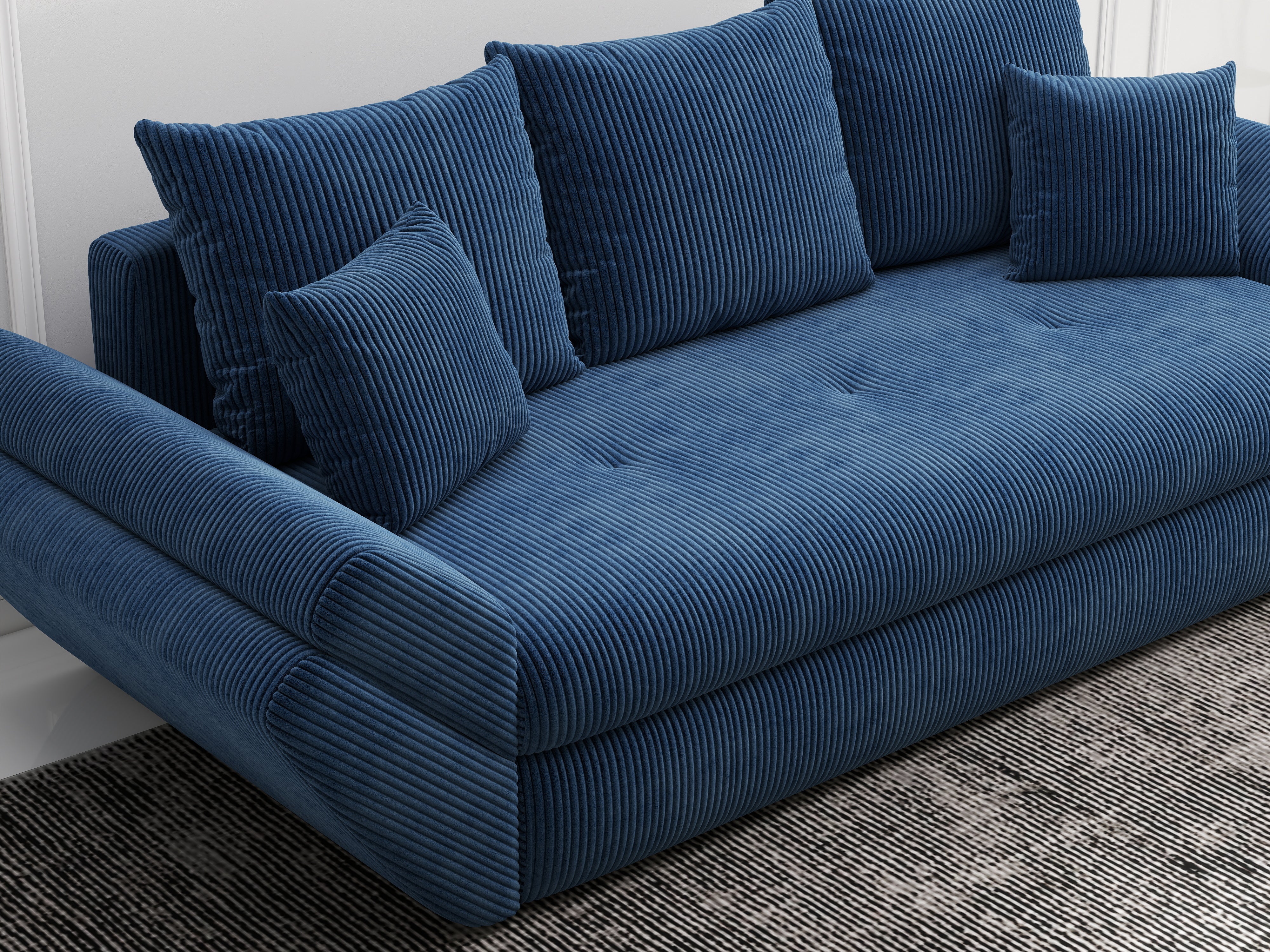 Canapea extensibilă dumonde cu ladă de depozitare si sezut confortabil din spuma HR, Loana Zoom Blue 250x100 cm Fabrica