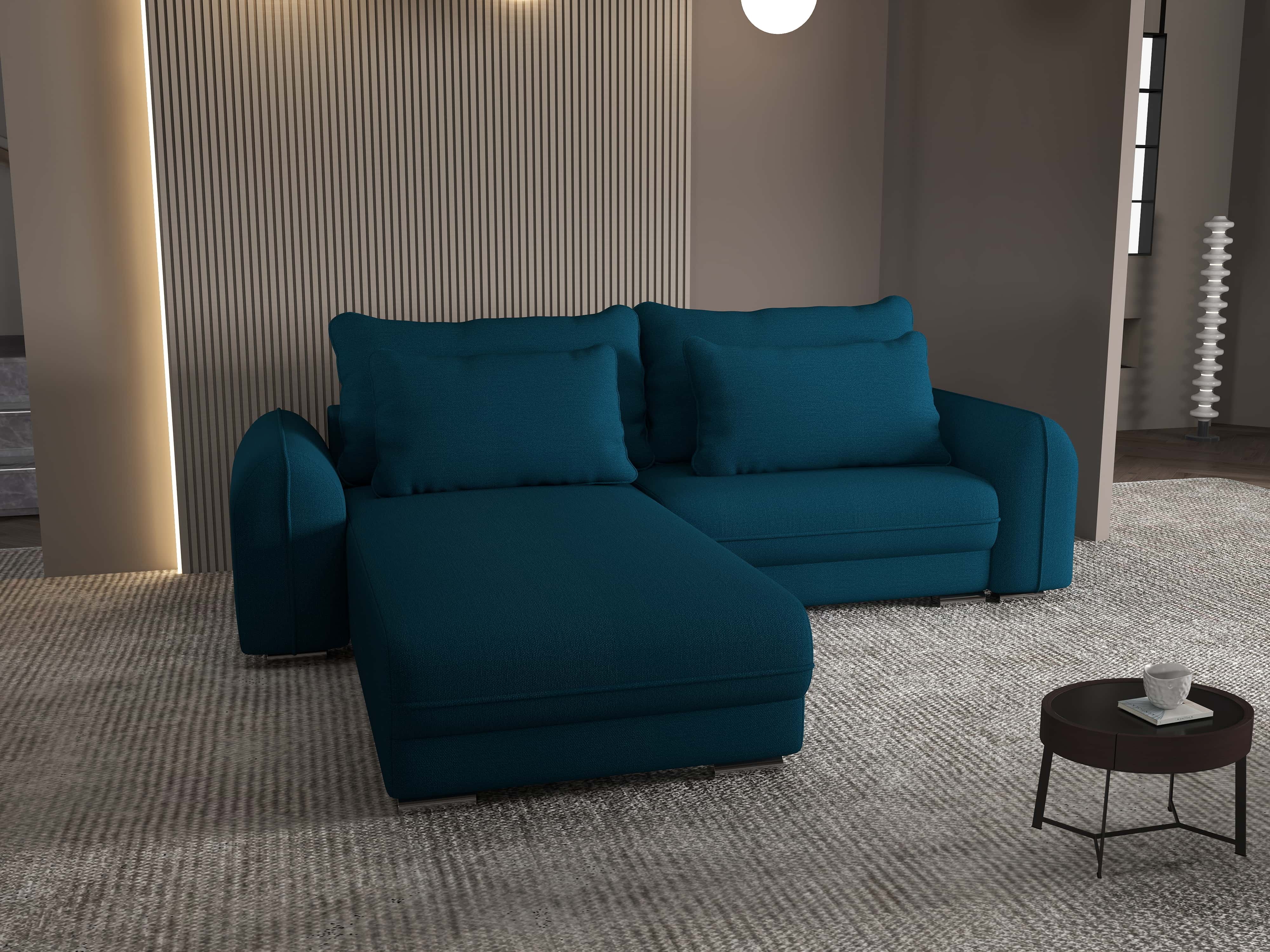 Colțar extensibil dumonde cu ladă de depozitare si sezut confortabil din spuma HR, Denver Enjoy Petrol 275x185 cm Fabrica