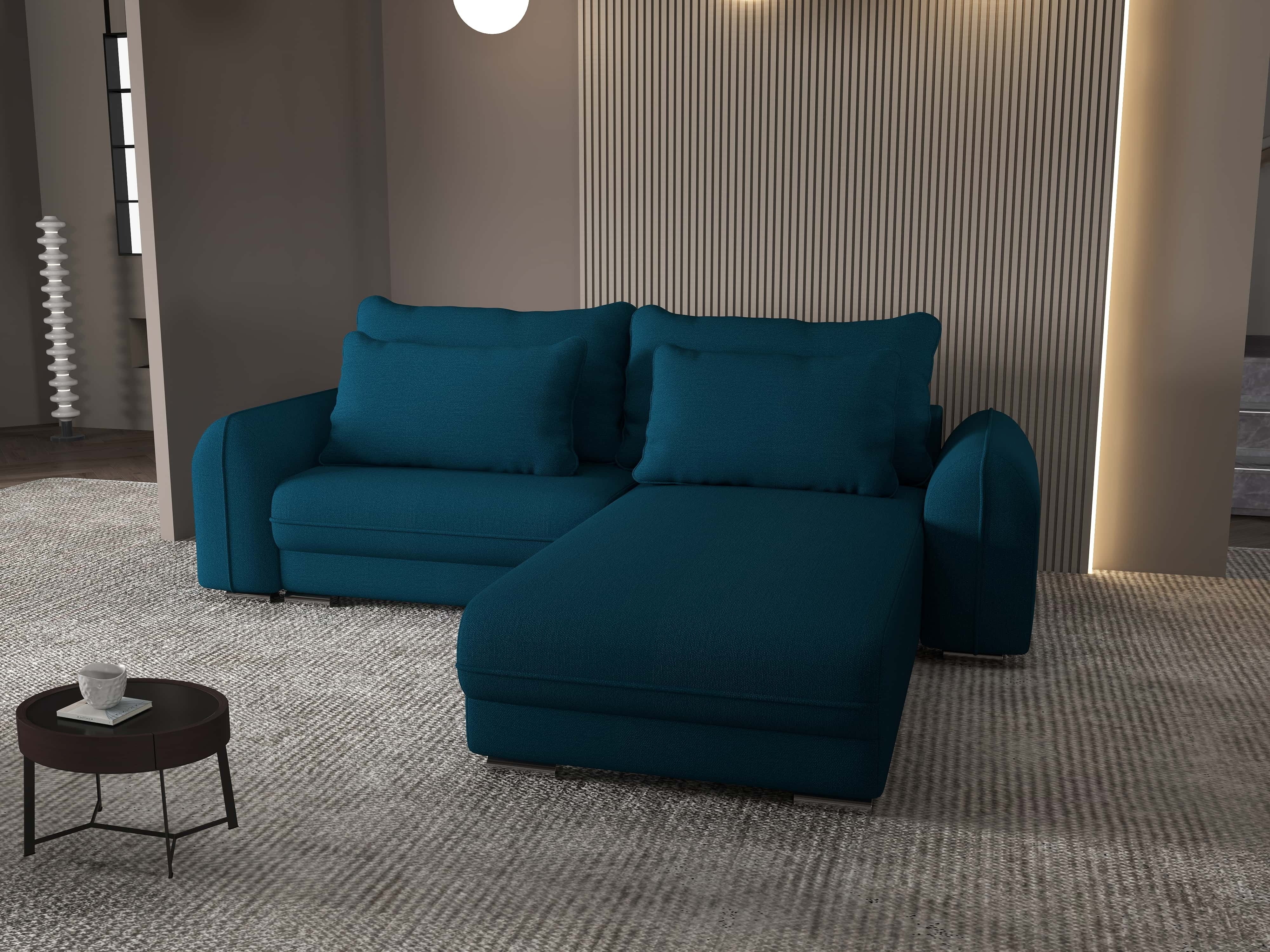 Colțar extensibil dumonde cu ladă de depozitare si sezut confortabil din spuma HR, Denver Enjoy Petrol 275x185 cm II Fabrica