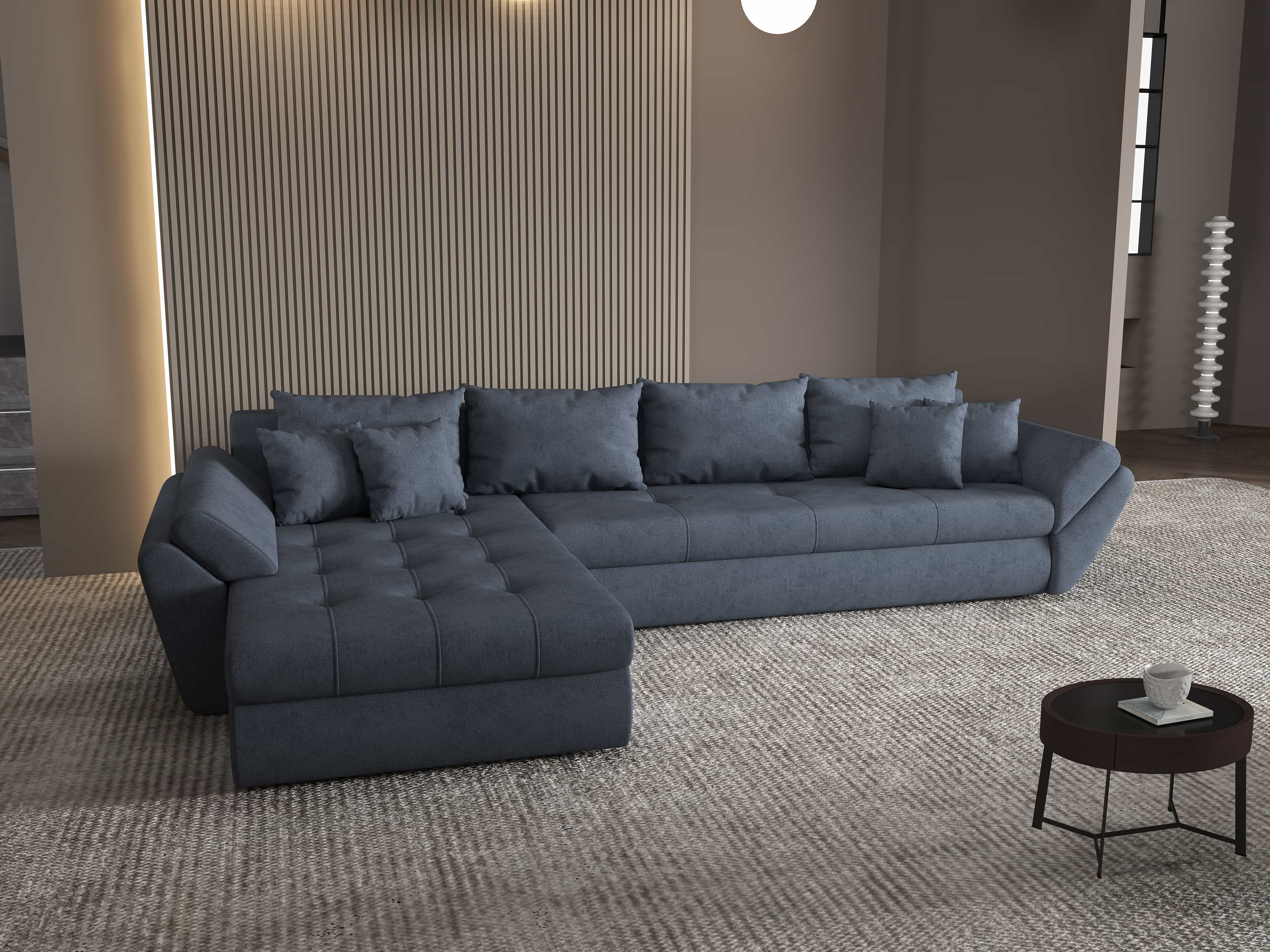 Colțar extensibil dumonde cu ladă de depozitare si sezut confortabil din spuma HR, Loana XL Enjoy Antracit 335x185 cm Fabrica