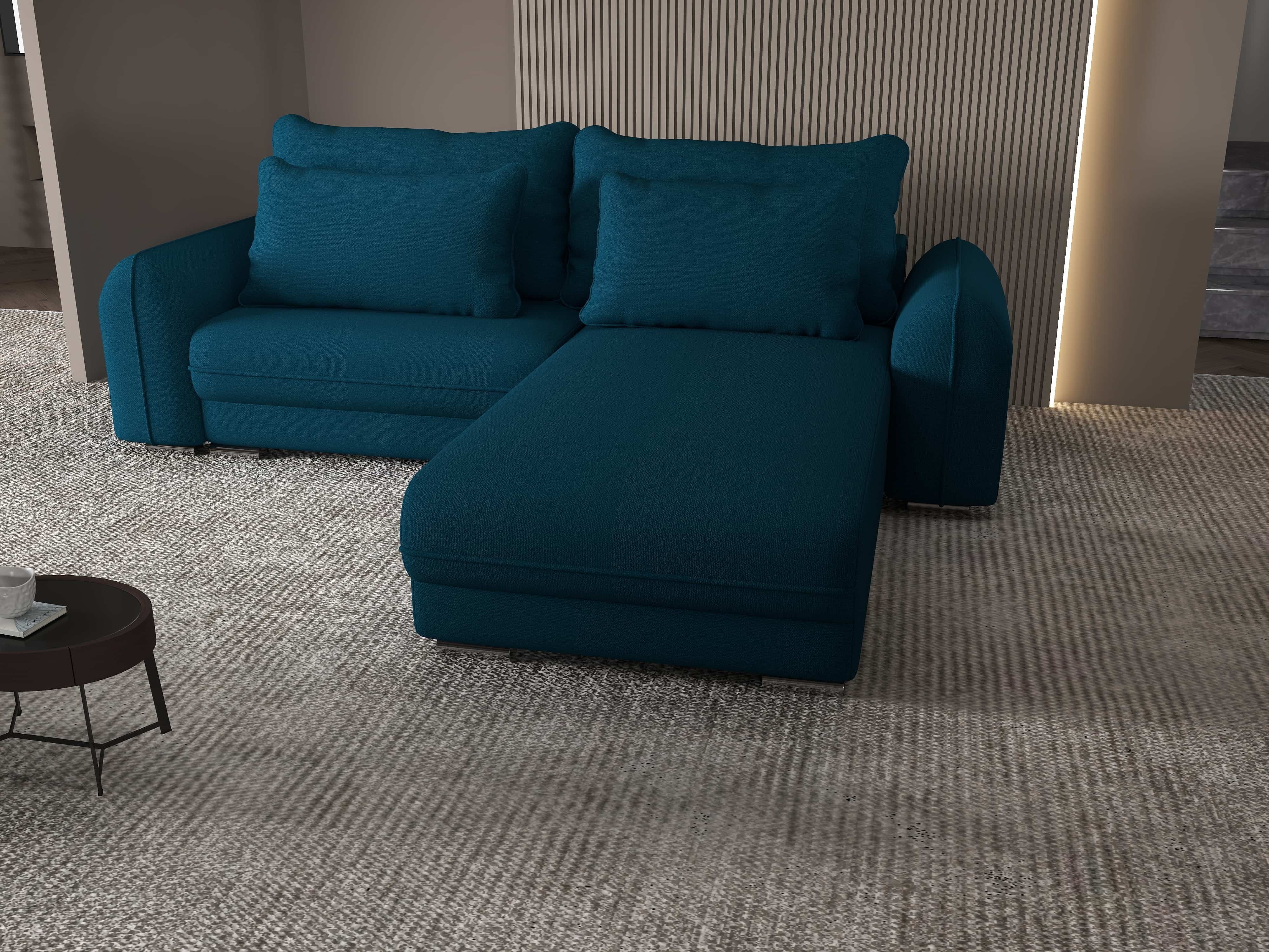 Colțar extensibil dumonde cu ladă de depozitare si sezut confortabil din spuma HR, Denver Enjoy Petrol 275x185 cm II Fabrica