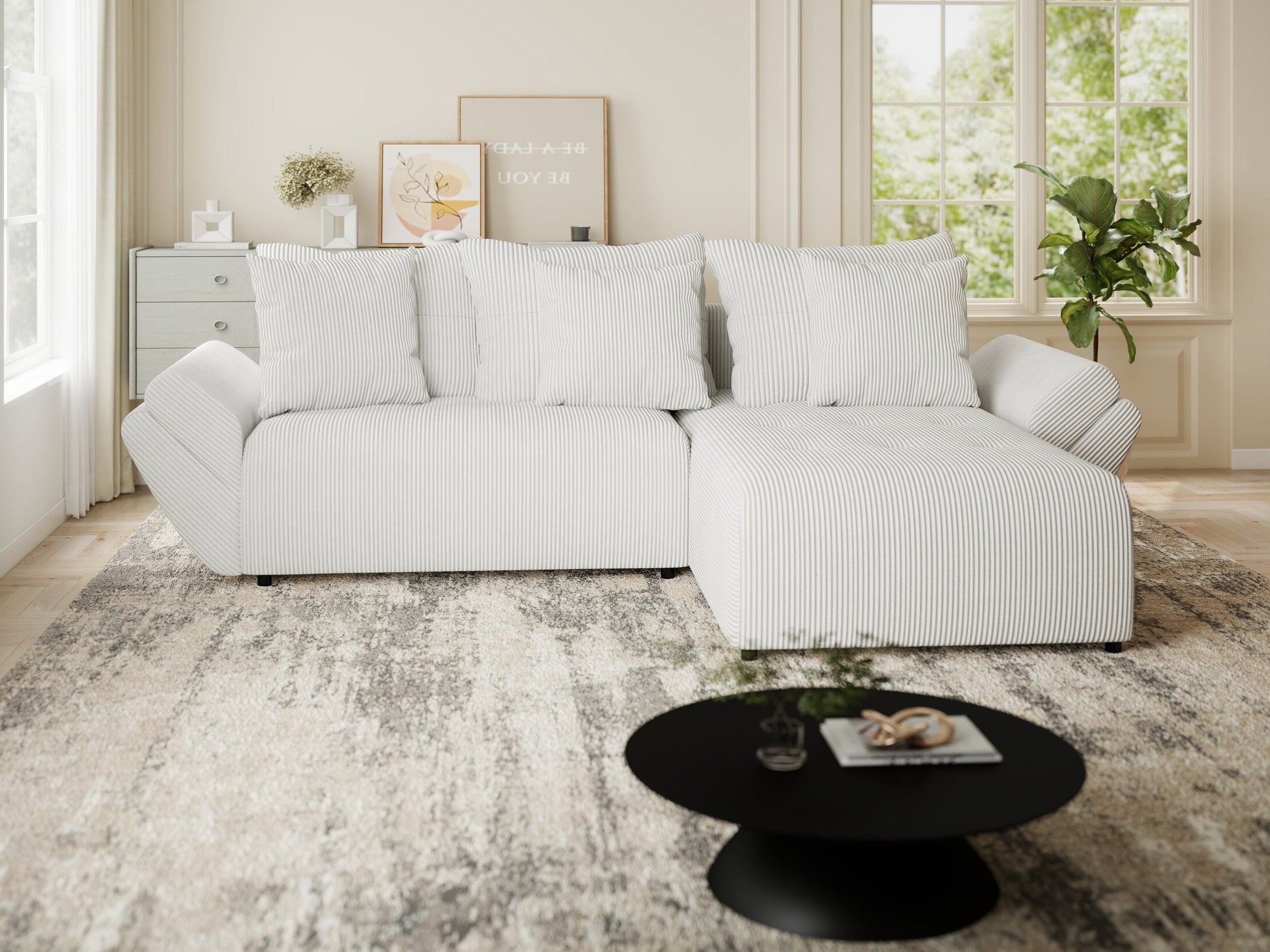 Colțar extensibil dumonde cu ladă de depozitare si sezut confortabil din spuma HR, Berlin Zoom Gri 280x185 cm II