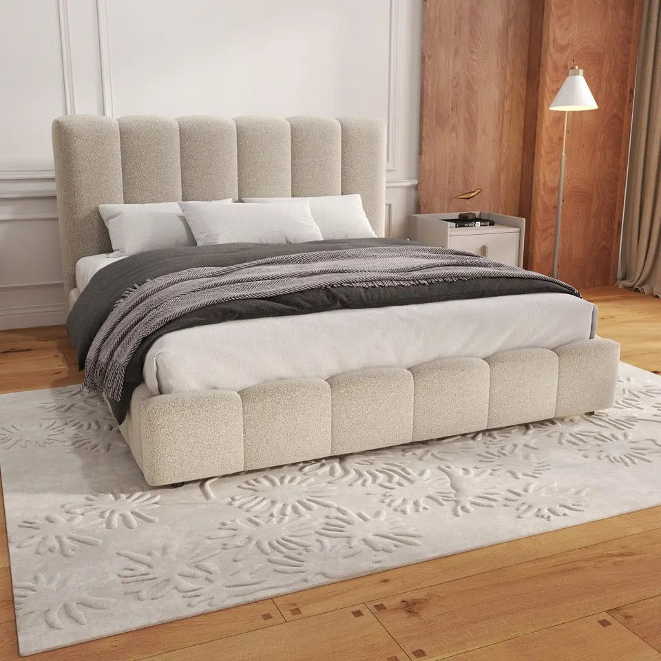 Pat dormitor dumonde, tapitat gri, Milano 160x200 cm, somiera rabatabila inclusa, spatiu depozitare WLS