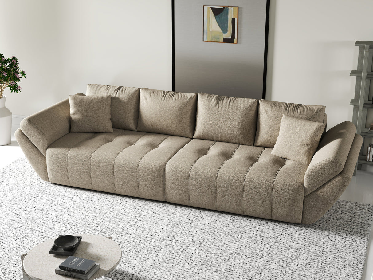 Canapea extensibilă dumonde cu ladă de depozitare si sezut confortabil din spuma HR, Berlin Beige 2 300x100 cm Fabrica