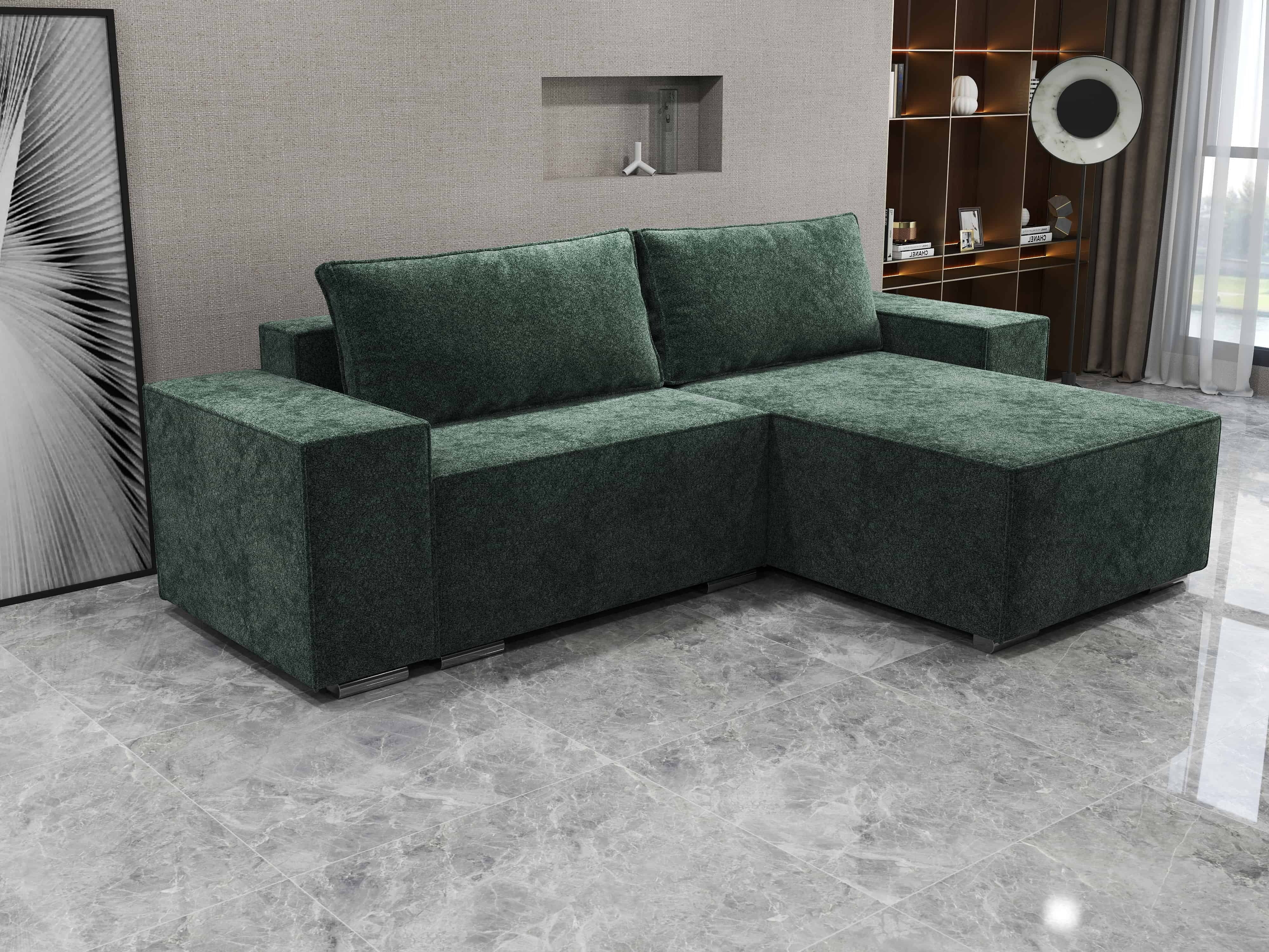 Colțar extensibil dumonde cu ladă de depozitare si sezut confortabil din spuma HR, Dream Euphoria Verde 290x185 cm II Fabrica