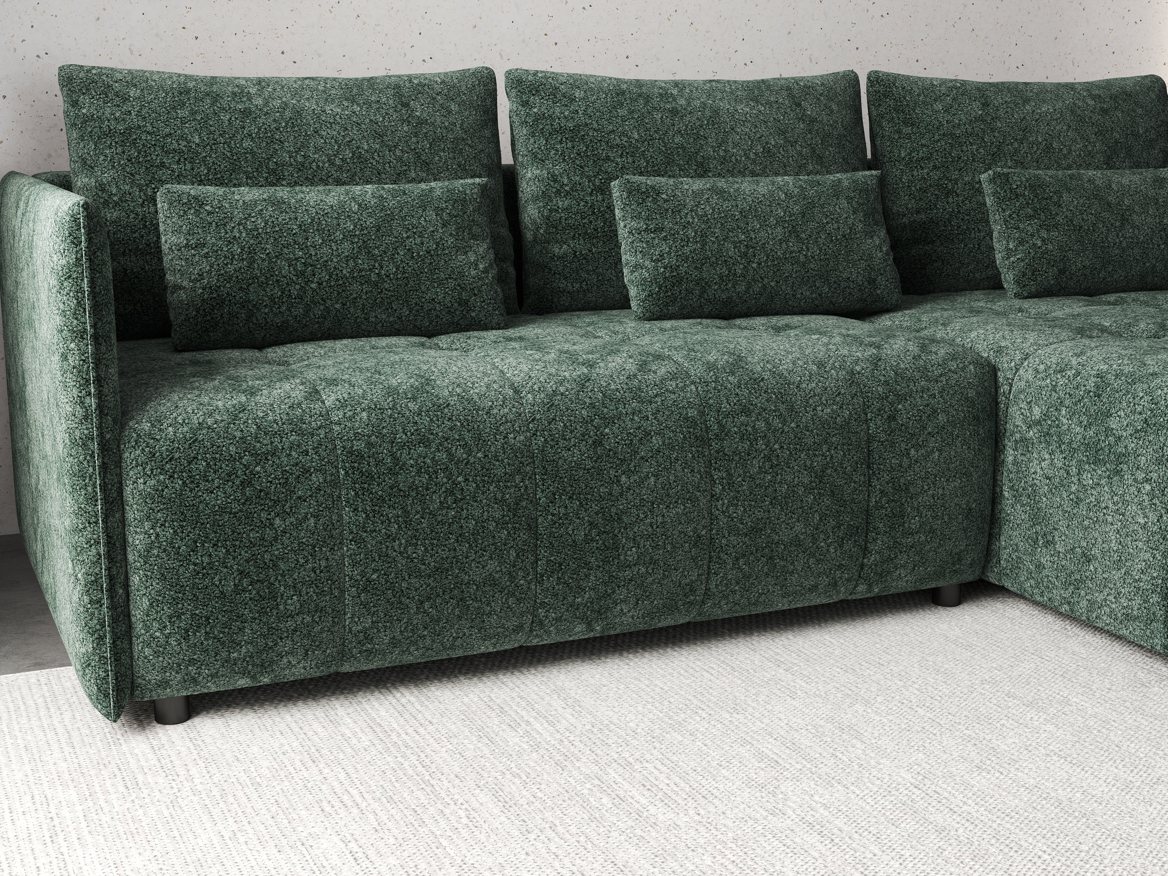 Colțar extensibil dumonde cu ladă de depozitare si sezut confortabil din spuma HR, Malta Euphoria Green 235x185 cm Fabrica