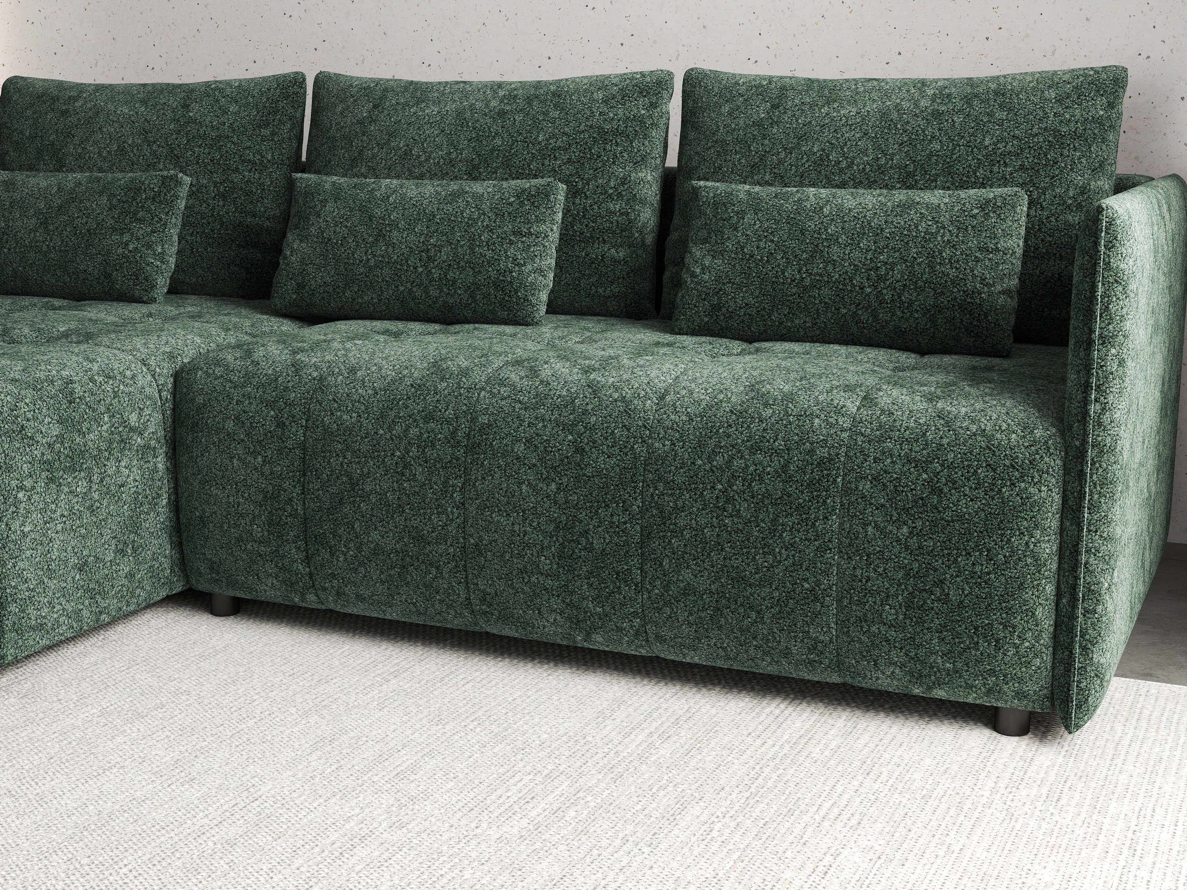 Colțar extensibil dumonde cu ladă de depozitare si sezut confortabil din spuma HR, Malta Euphoria Green II 235x185 cm Fabrica