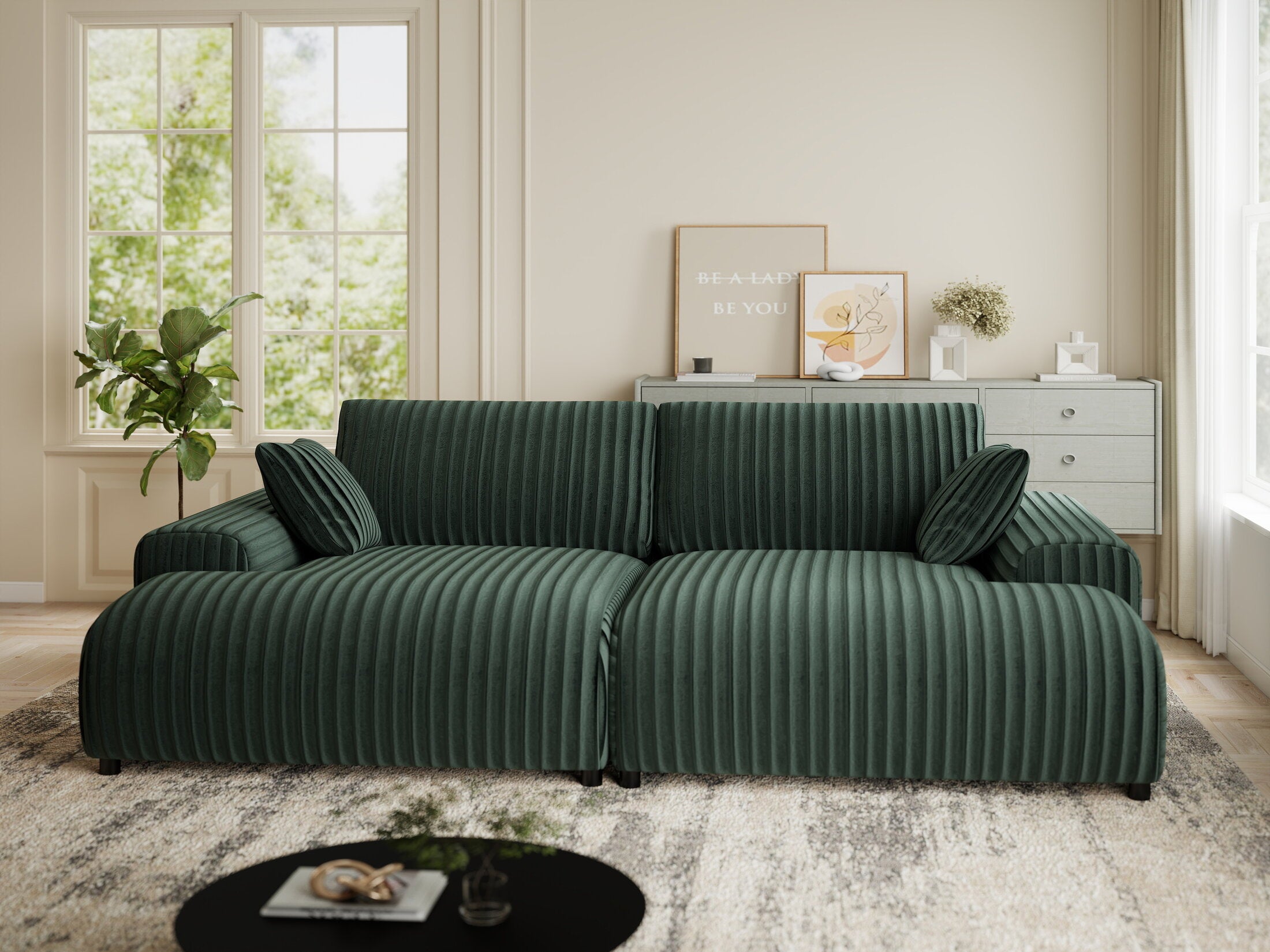 Canapea dumonde cu sezut confortabil din spuma HR, Hudson Ambience Verde 237x144 cm