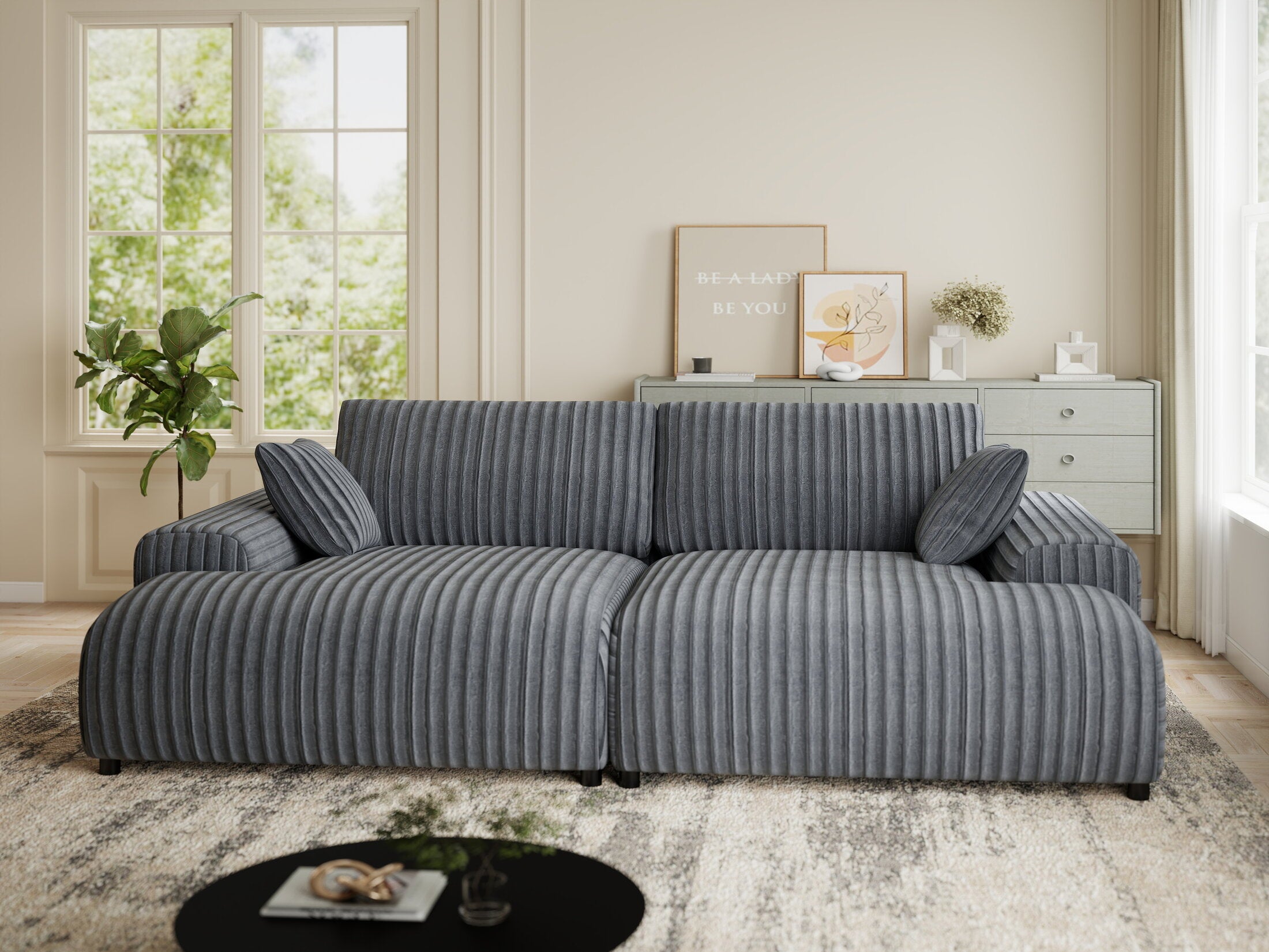 Canapea dumonde cu sezut confortabil din spuma HR, Hudson Ambience Gri 237x144 cm