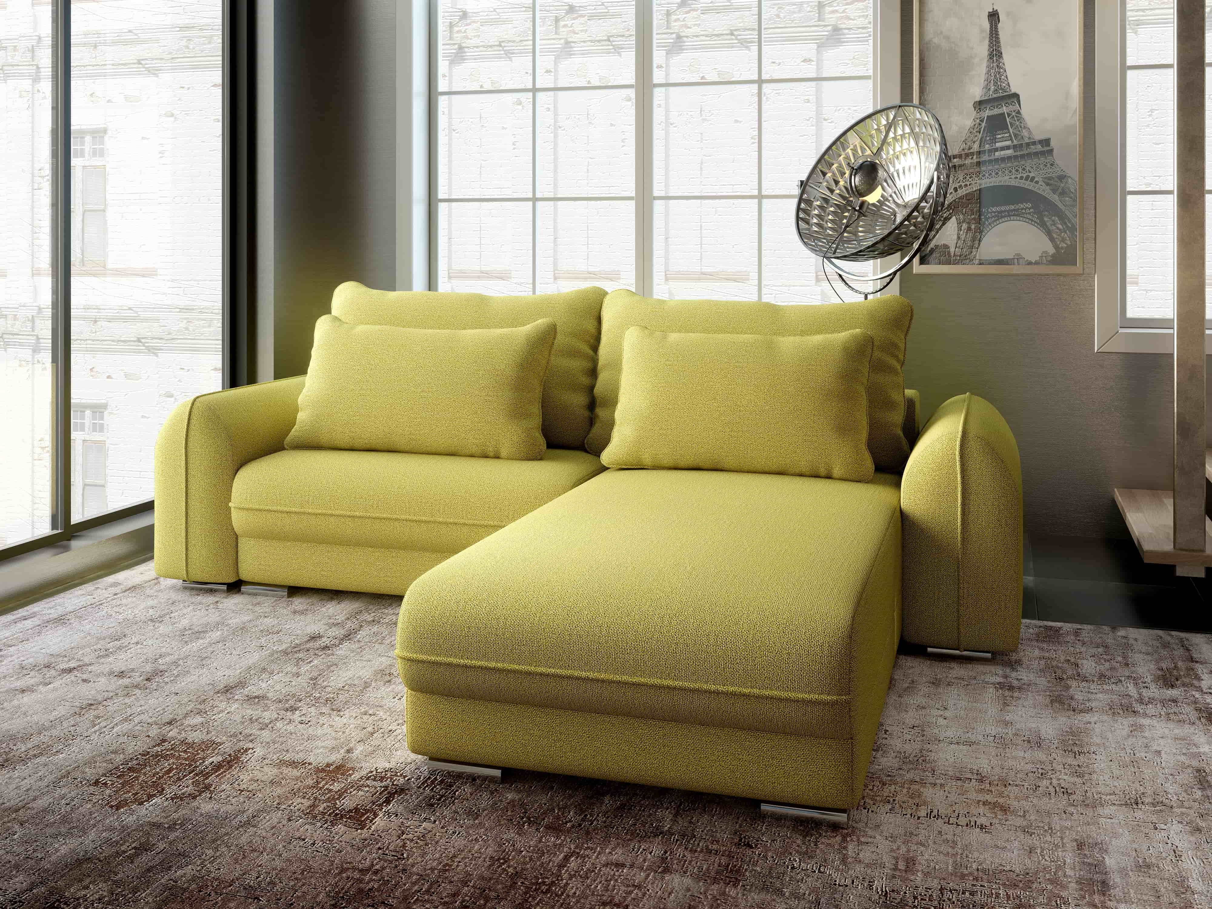 Colțar extensibil dumonde cu ladă de depozitare si sezut confortabil din spuma HR, Denver Enjoy Verde 275x185 cm II Fabrica