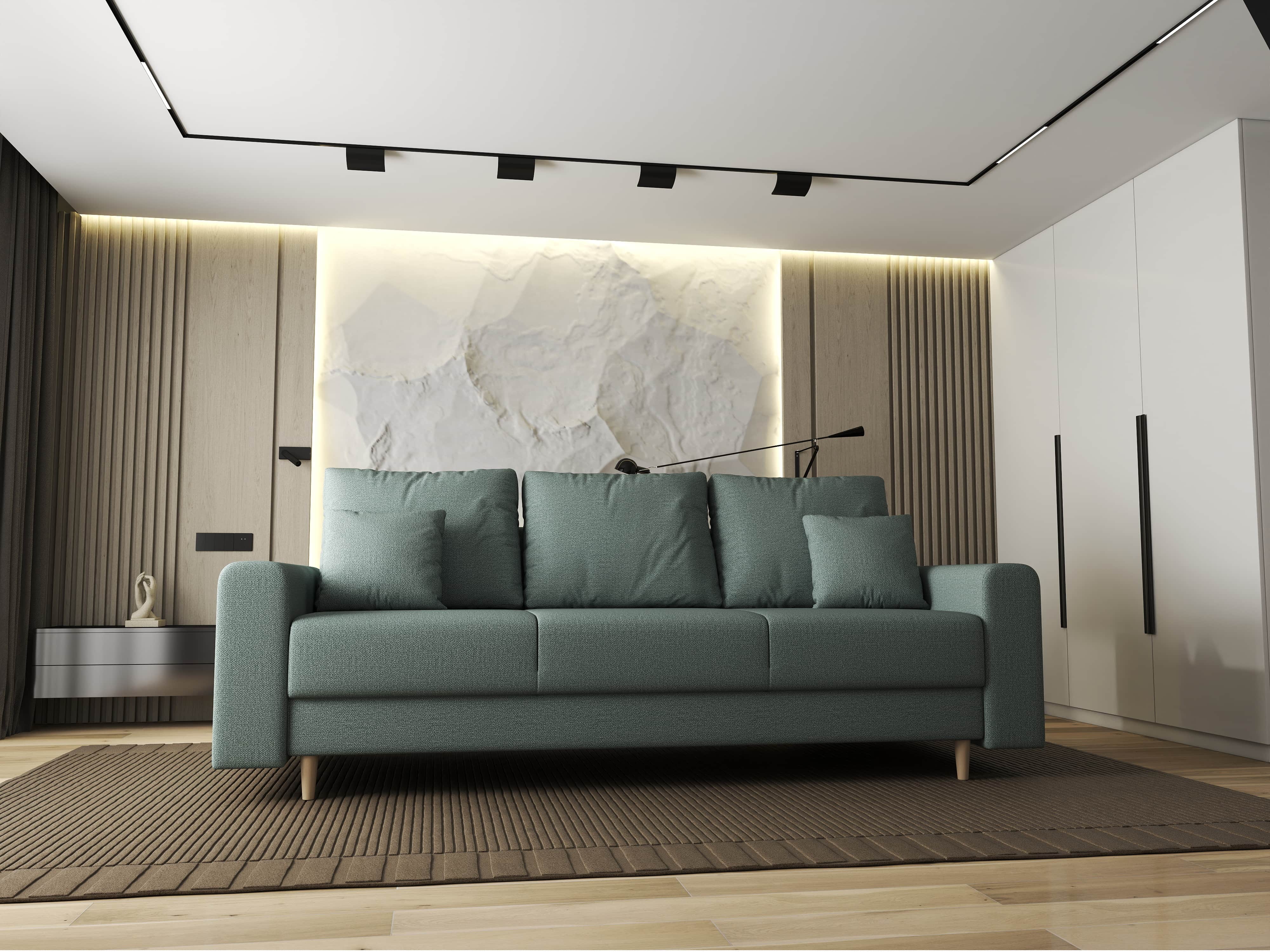 Canapea extensibilă dumonde cu ladă de depozitare si sezut confortabil din spuma HR, Kronos Enjoy Mint 210x100 cm fabrica