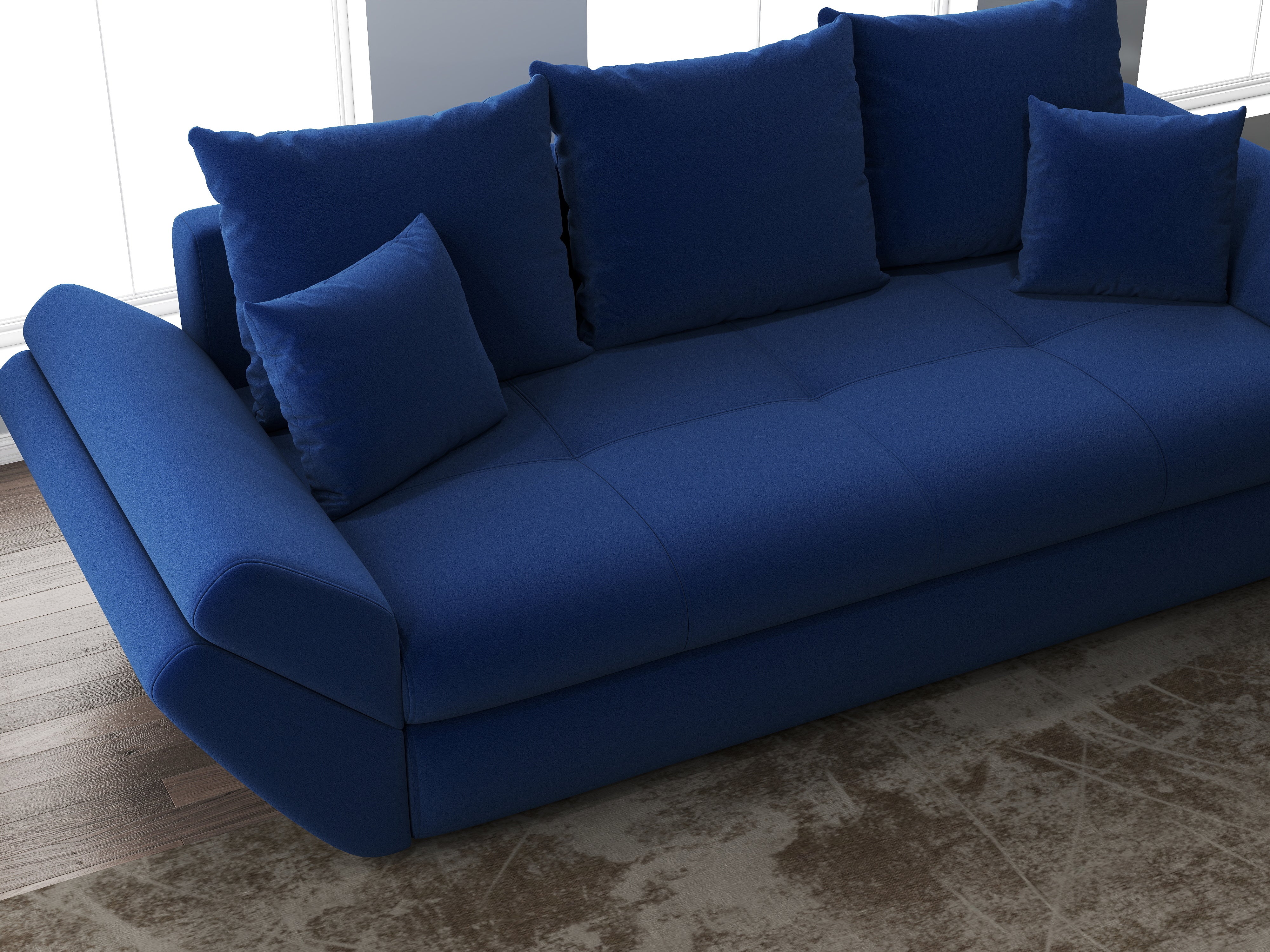 Canapea extensibilă dumonde cu ladă de depozitare si sezut confortabil din spuma HR, Loana Royal Blue 250x100 cm Fabrica