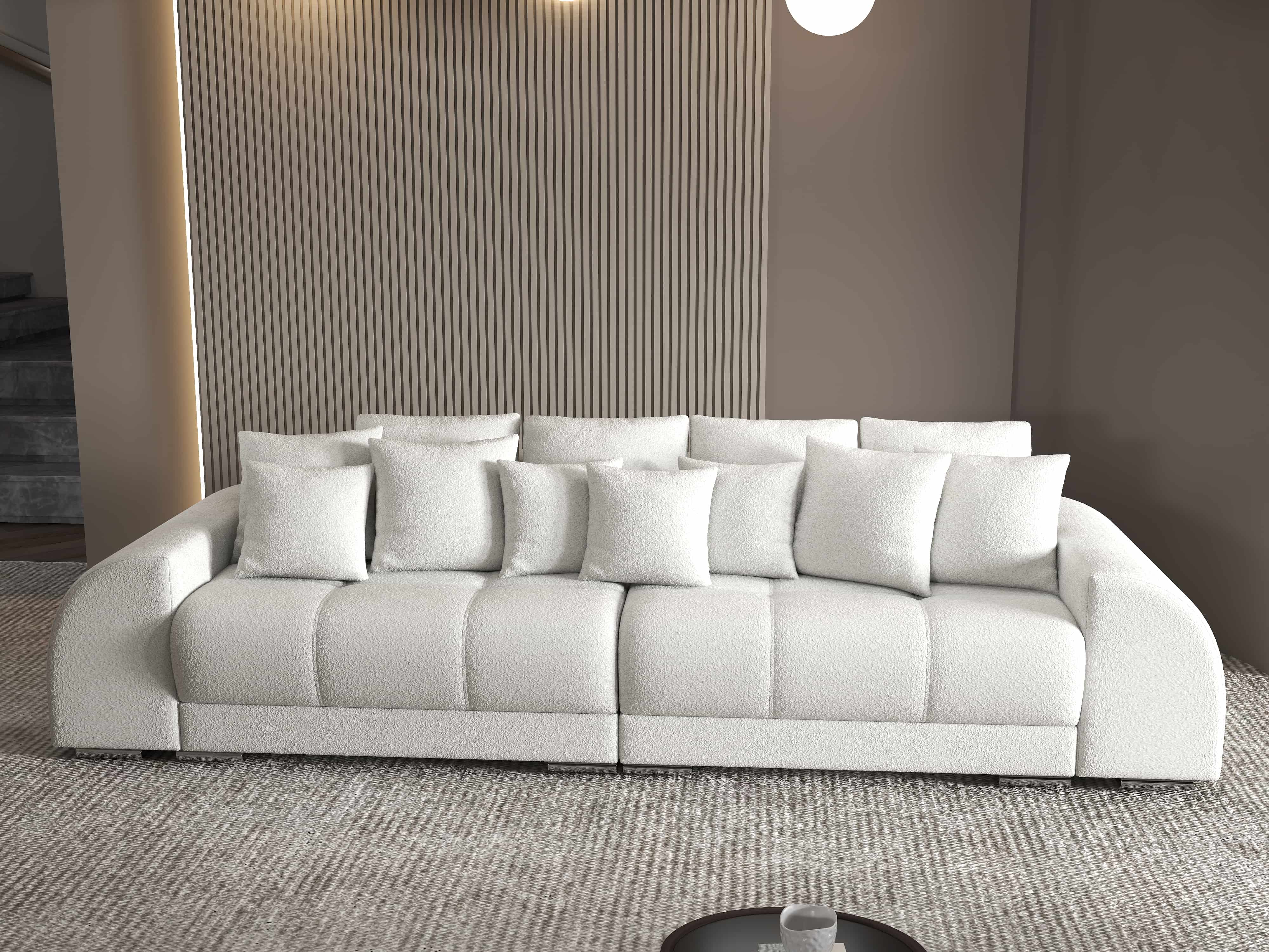 Canapea extensibilă dumonde cu 2 lăzi de depozitare si sezut confortabil din spuma HR, Verona Euphoria Ivory 310x100 cm Fabrica