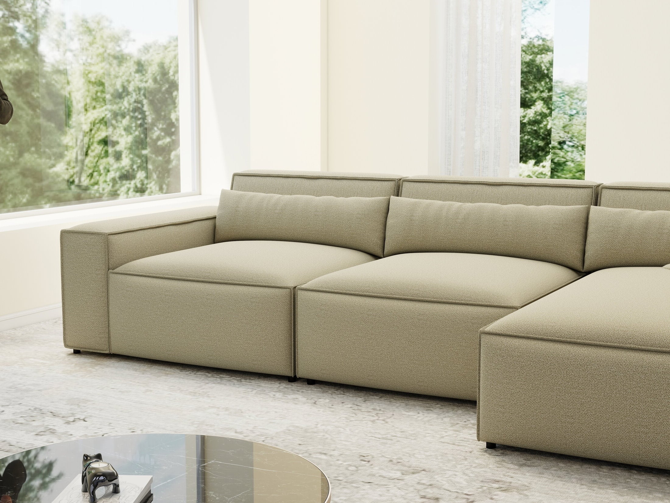 Colțar dumonde cu sezut confortabil din spuma HR, Marvelo XL Enjoy Bej 366x175 cm II