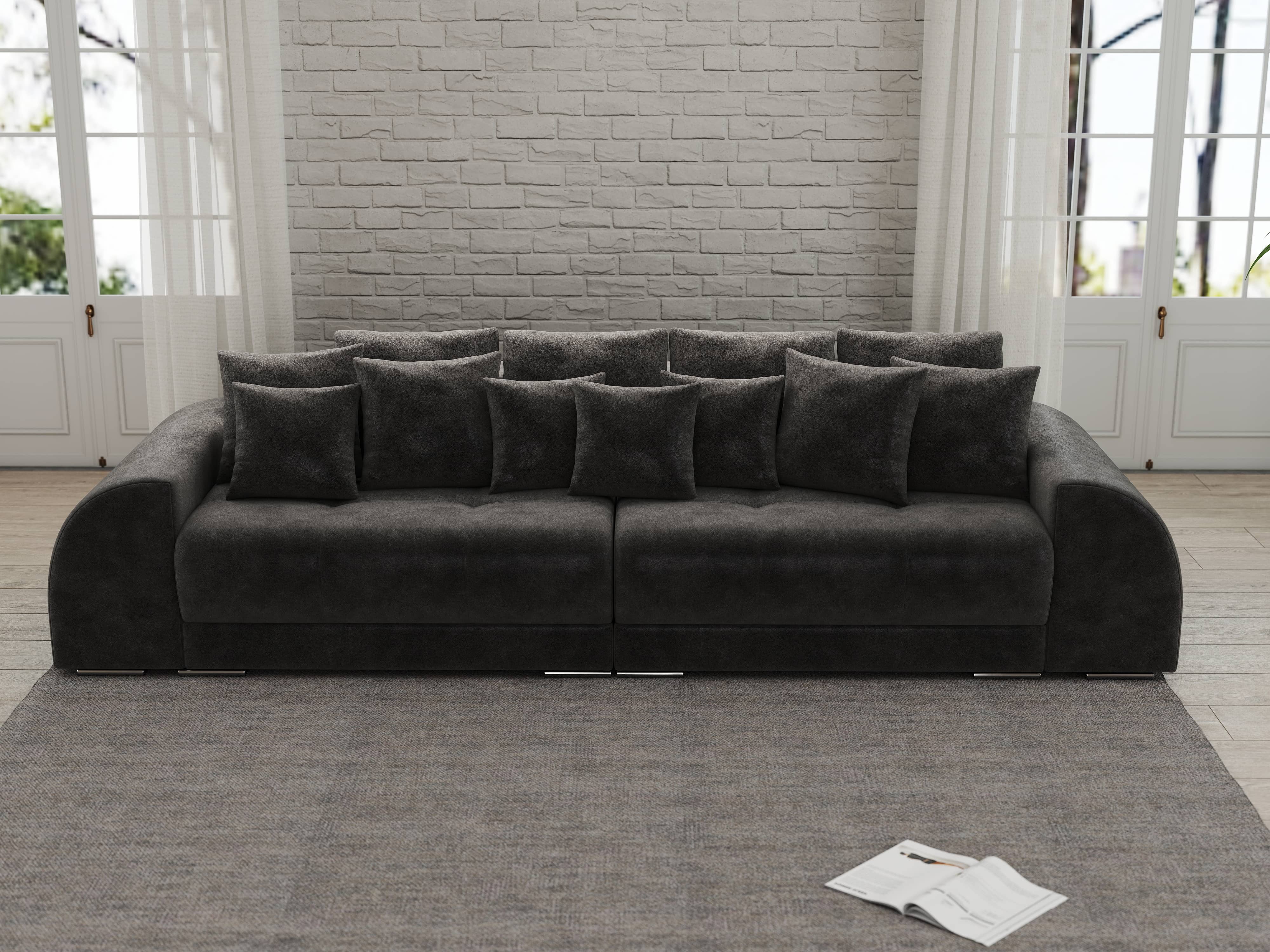 Canapea extensibilă dumonde cu 2 lăzi de depozitare si sezut confortabil din spuma HR, Verona Tobago Anthracit 310x100 cm Fabrica