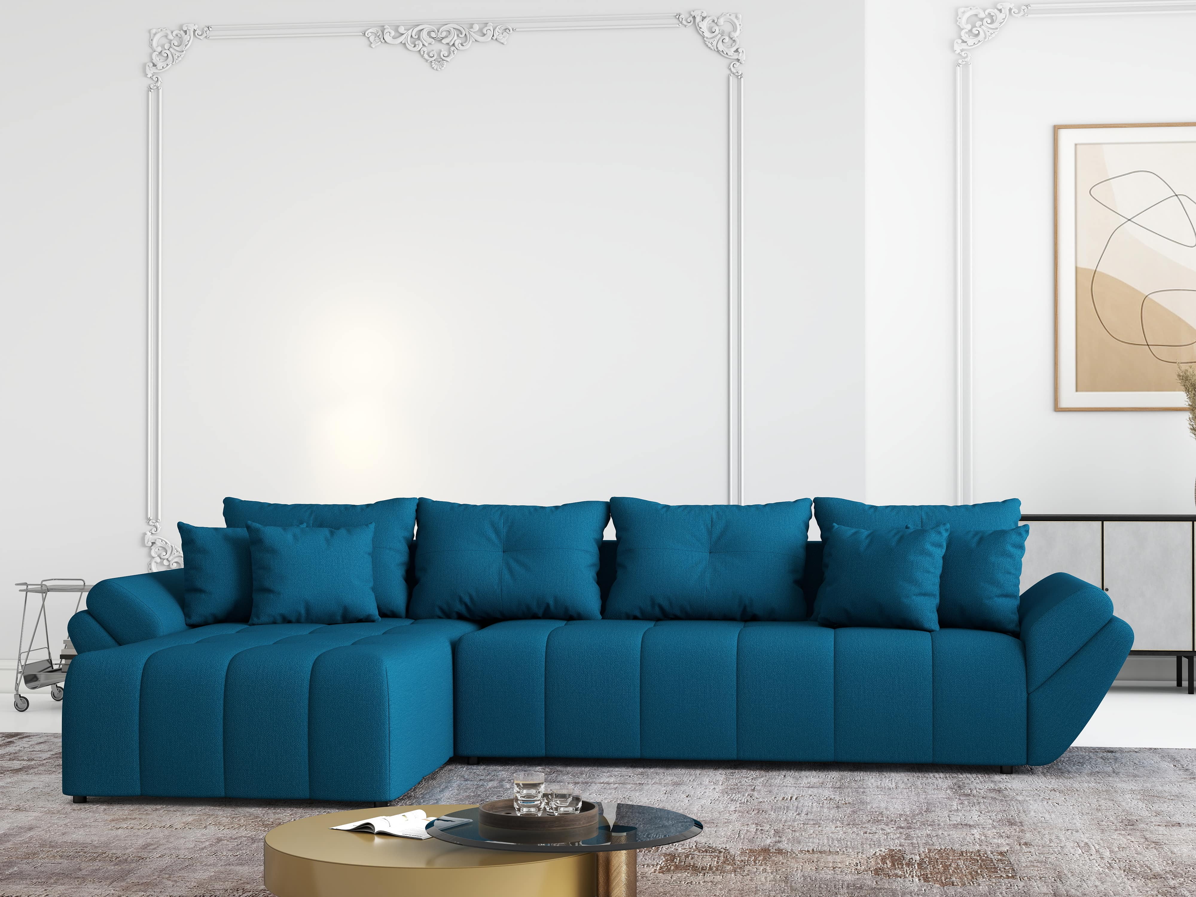 Colțar extensibil dumonde cu ladă de depozitare si sezut confortabil din spuma HR, Berlin XL Enjoy Petrol 350x185 cm Fabrica