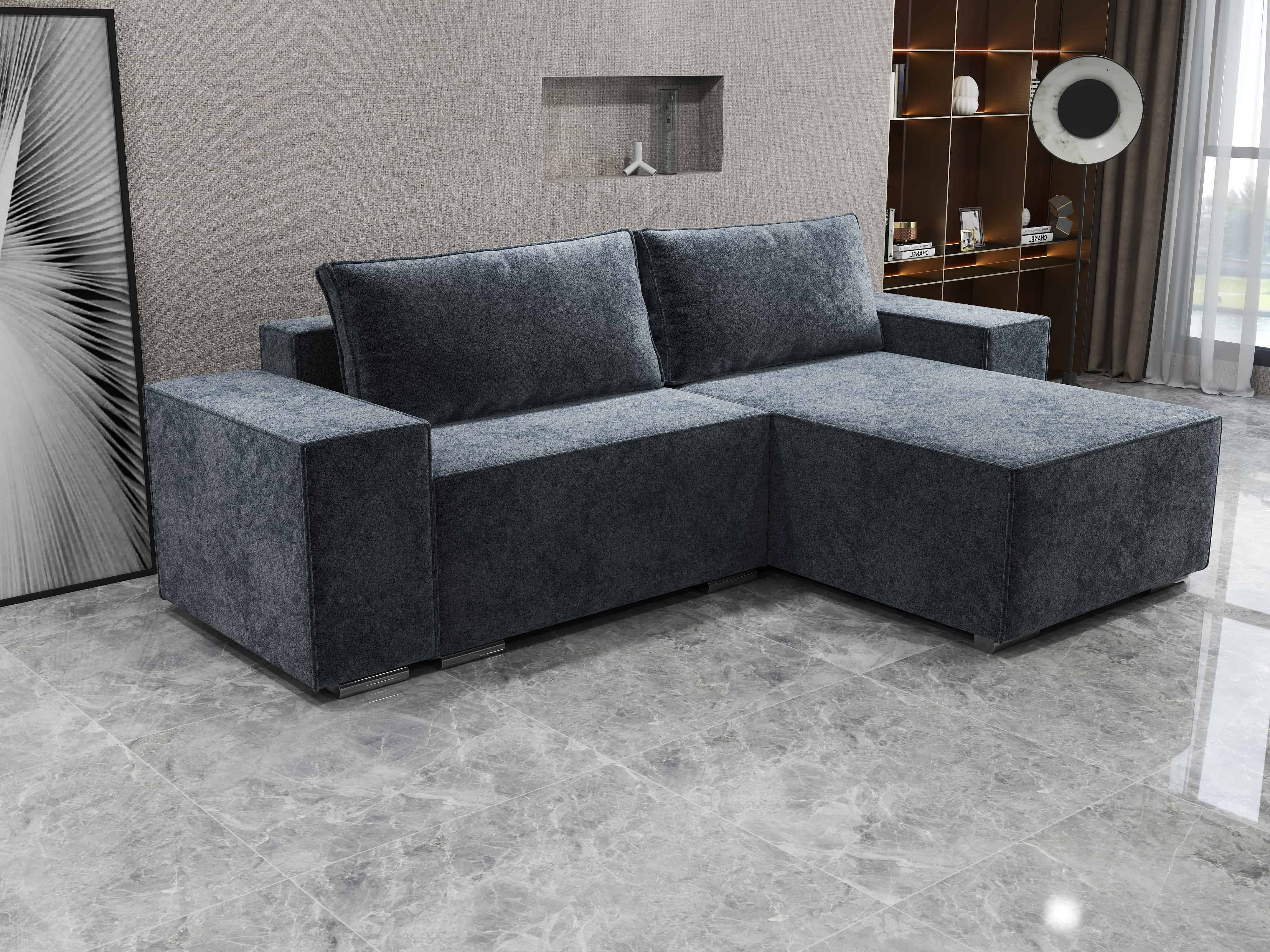 Colțar extensibil dumonde cu ladă de depozitare si sezut confortabil din spuma HR, Dream Euphoria Grafit 290x185 cm II Fabrica