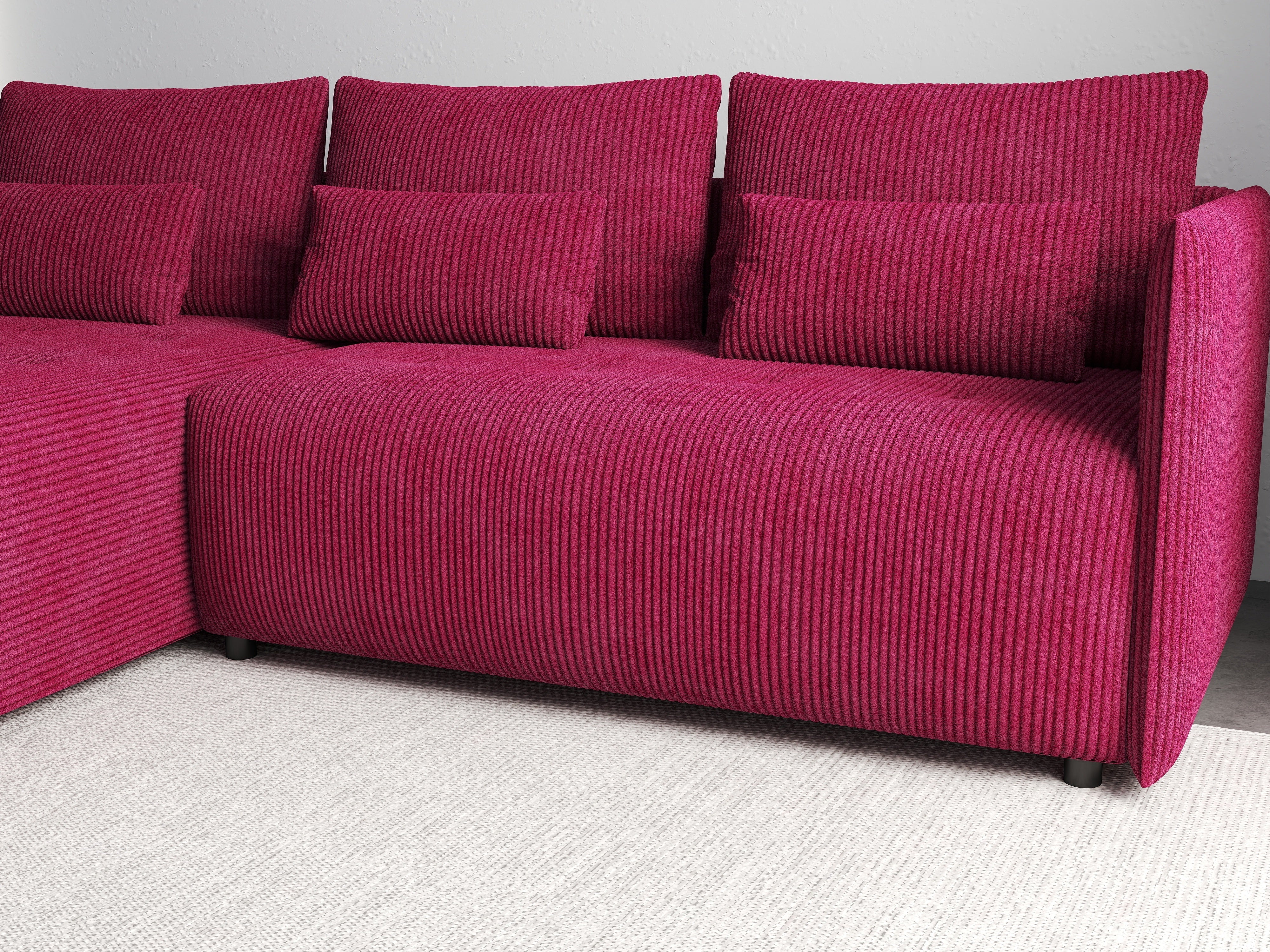 Colțar extensibil dumonde cu ladă de depozitare si sezut confortabil din spuma HR, Malta Zoom Red 235x185 cm Fabrica