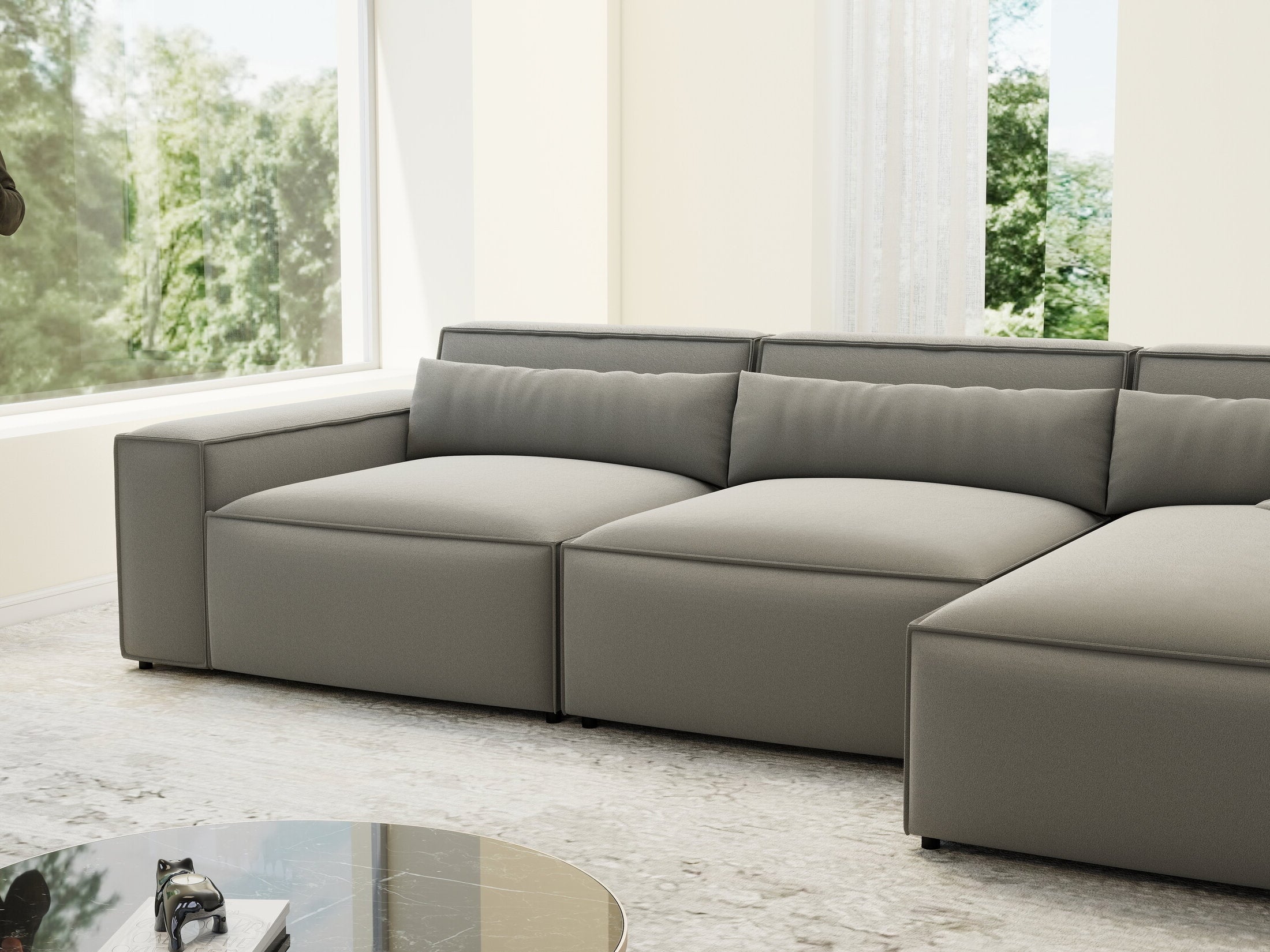 Colțar dumonde cu sezut confortabil din spuma HR, Marvelo XL Royal Gri 366x175 cm II