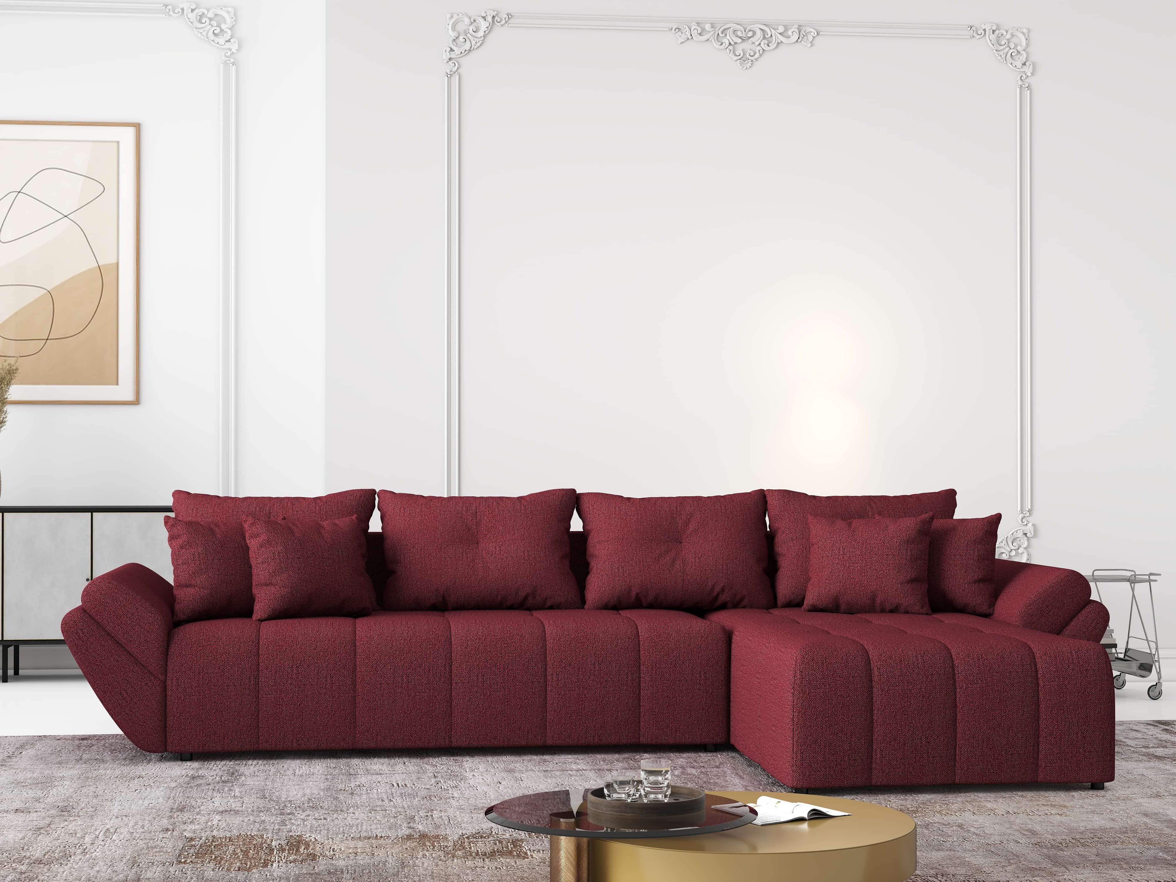 Colțar extensibil dumonde cu ladă de depozitare si sezut confortabil din spuma HR, Berlin XL Enjoy Red 350x185 cm II Fabrica