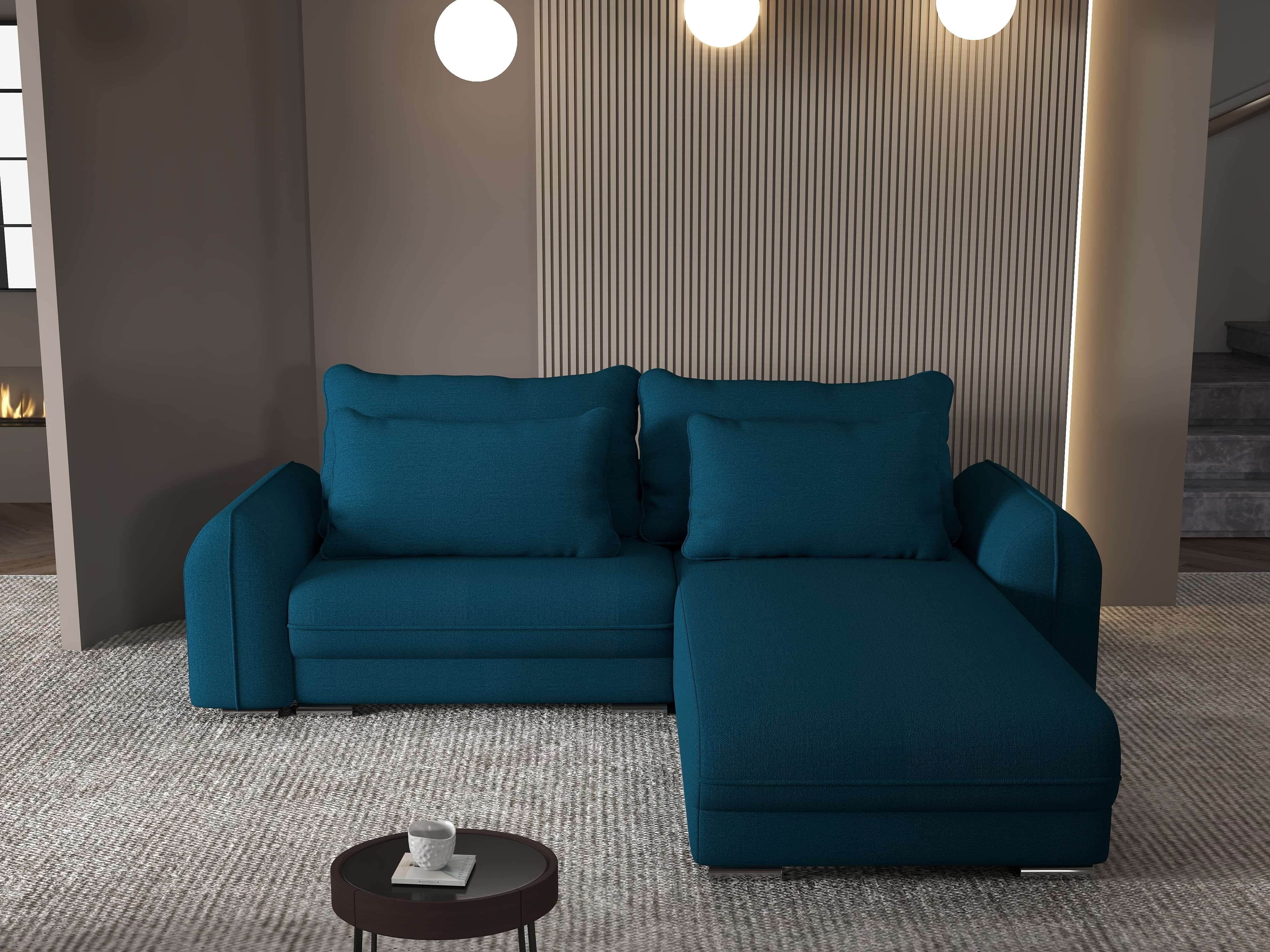 Colțar extensibil dumonde cu ladă de depozitare si sezut confortabil din spuma HR, Denver Enjoy Petrol 275x185 cm II Fabrica