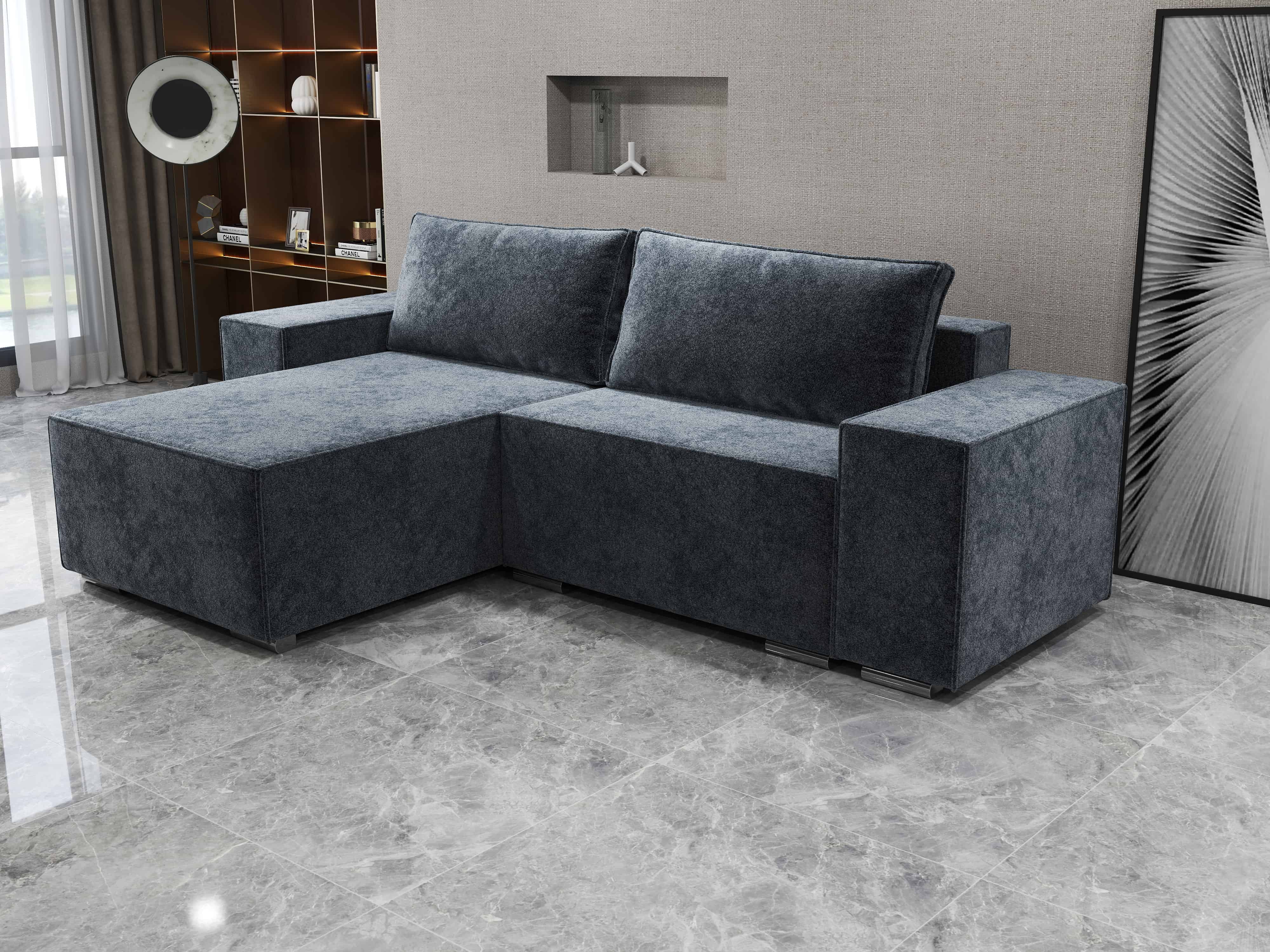 Colțar extensibil dumonde cu ladă de depozitare si sezut confortabil din spuma HR, Dream Euphoria Grafit 290x185 cm Fabrica