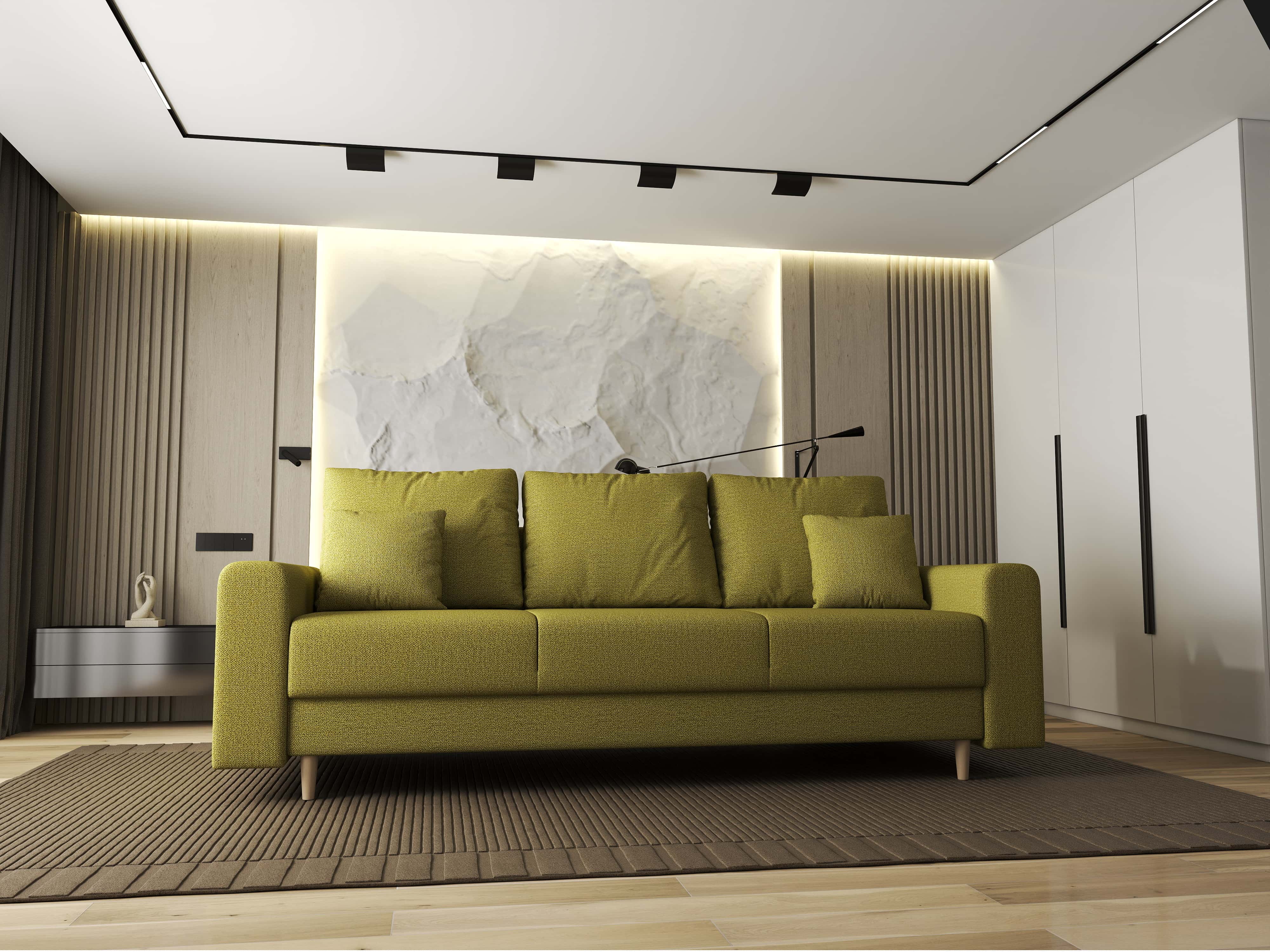 Canapea extensibilă dumonde cu ladă de depozitare si sezut confortabil din spuma HR, Kronos Enjoy Verde 210x100 cm fabrica