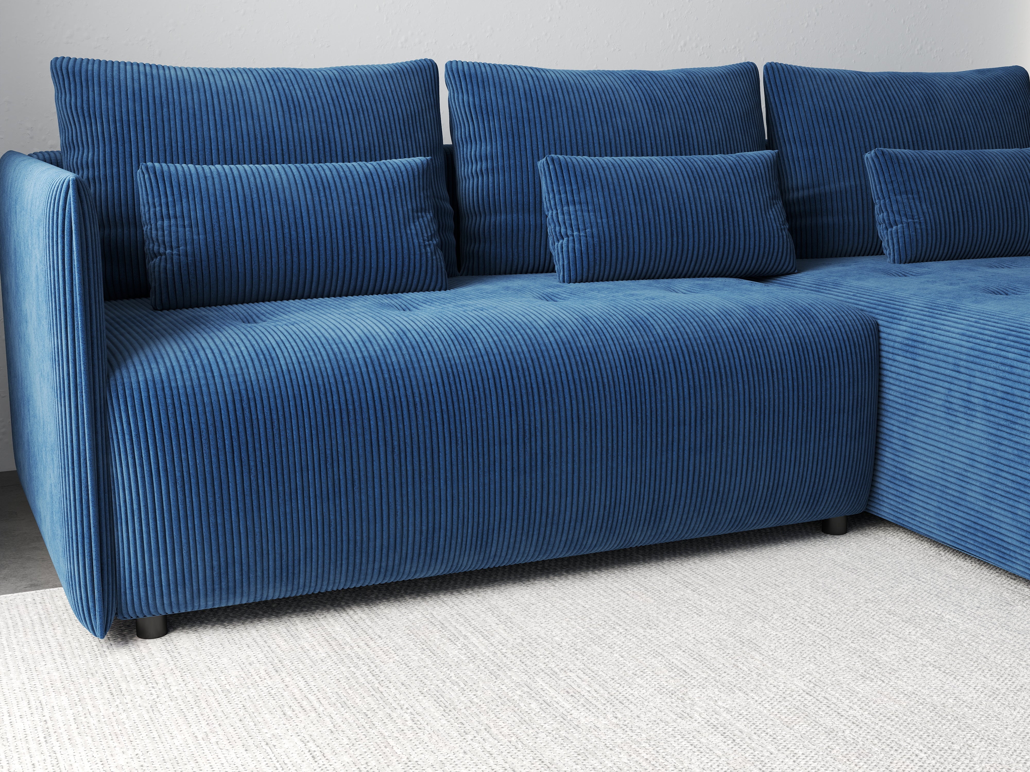 Colțar extensibil dumonde cu ladă de depozitare si sezut confortabil din spuma HR, Malta Zoom Blue 235x185 cm Fabrica