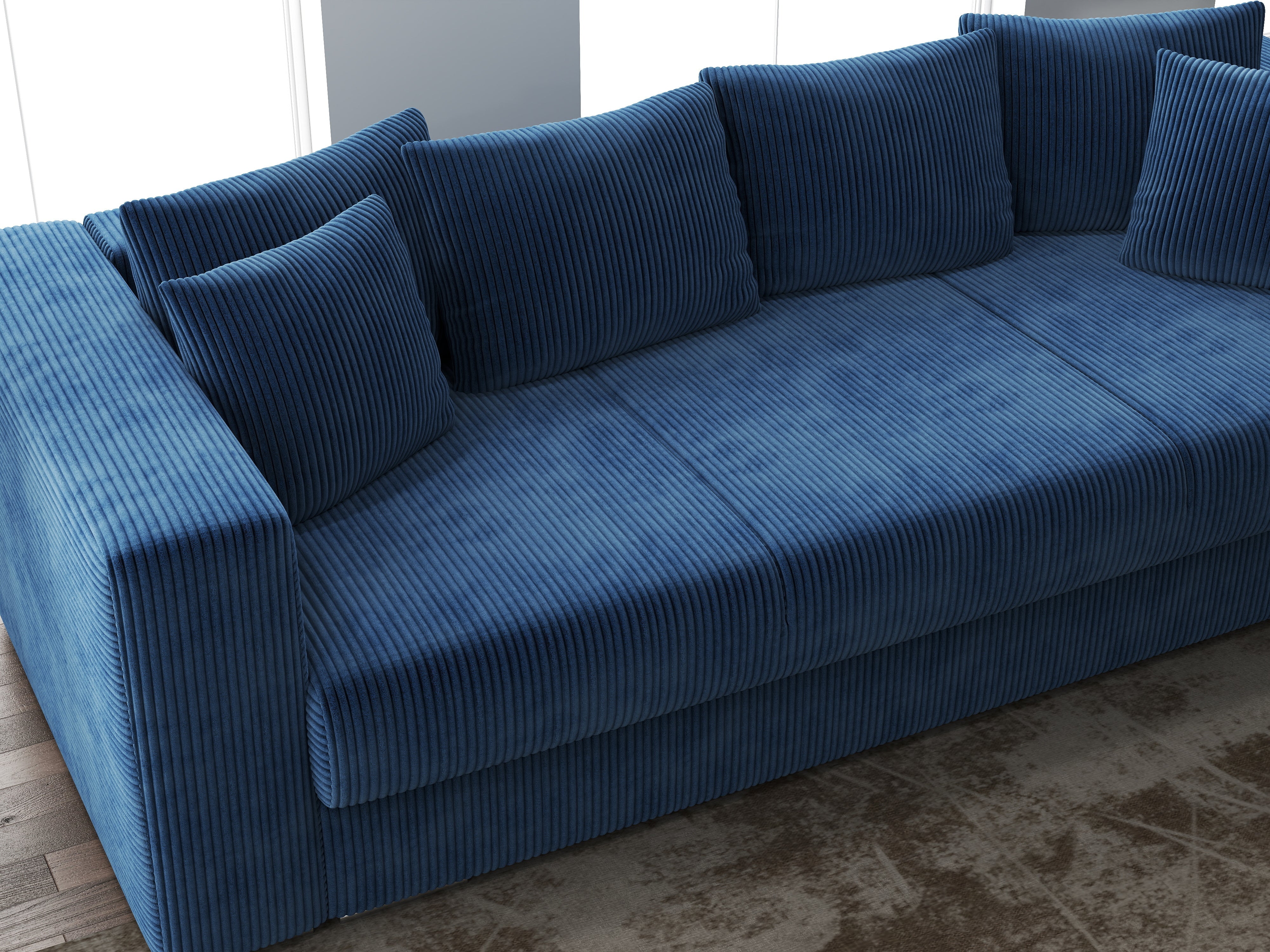 Canapea extensibilă dumonde cu ladă de depozitare si sezut confortabil din spuma HR, Gloria Zoom Blue 240x100 cm Fabrica