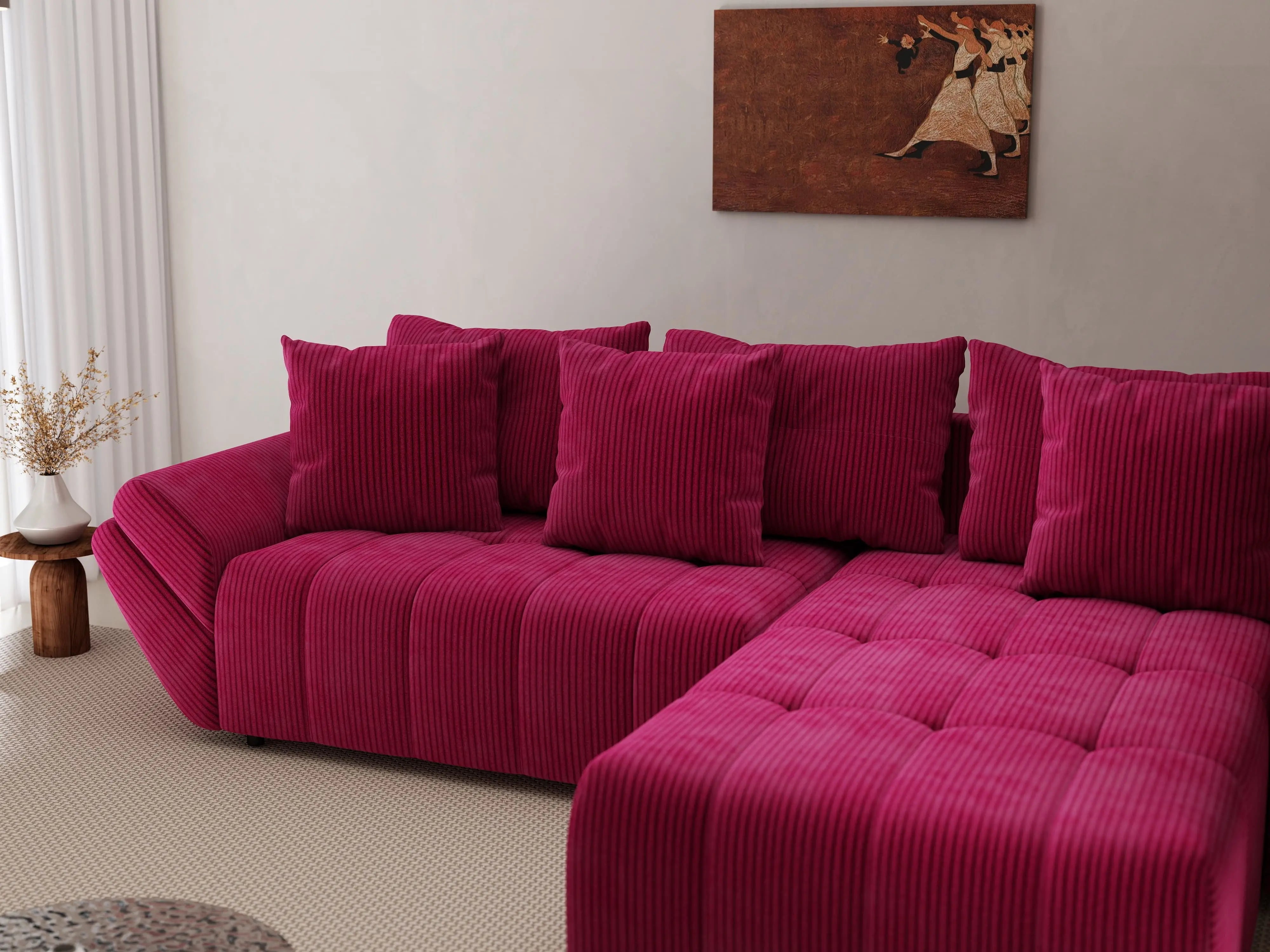 Colțar extensibil dumonde cu ladă de depozitare si sezut confortabil din spuma HR, Berlin Zoom Red 280x185 cm II Fabrica