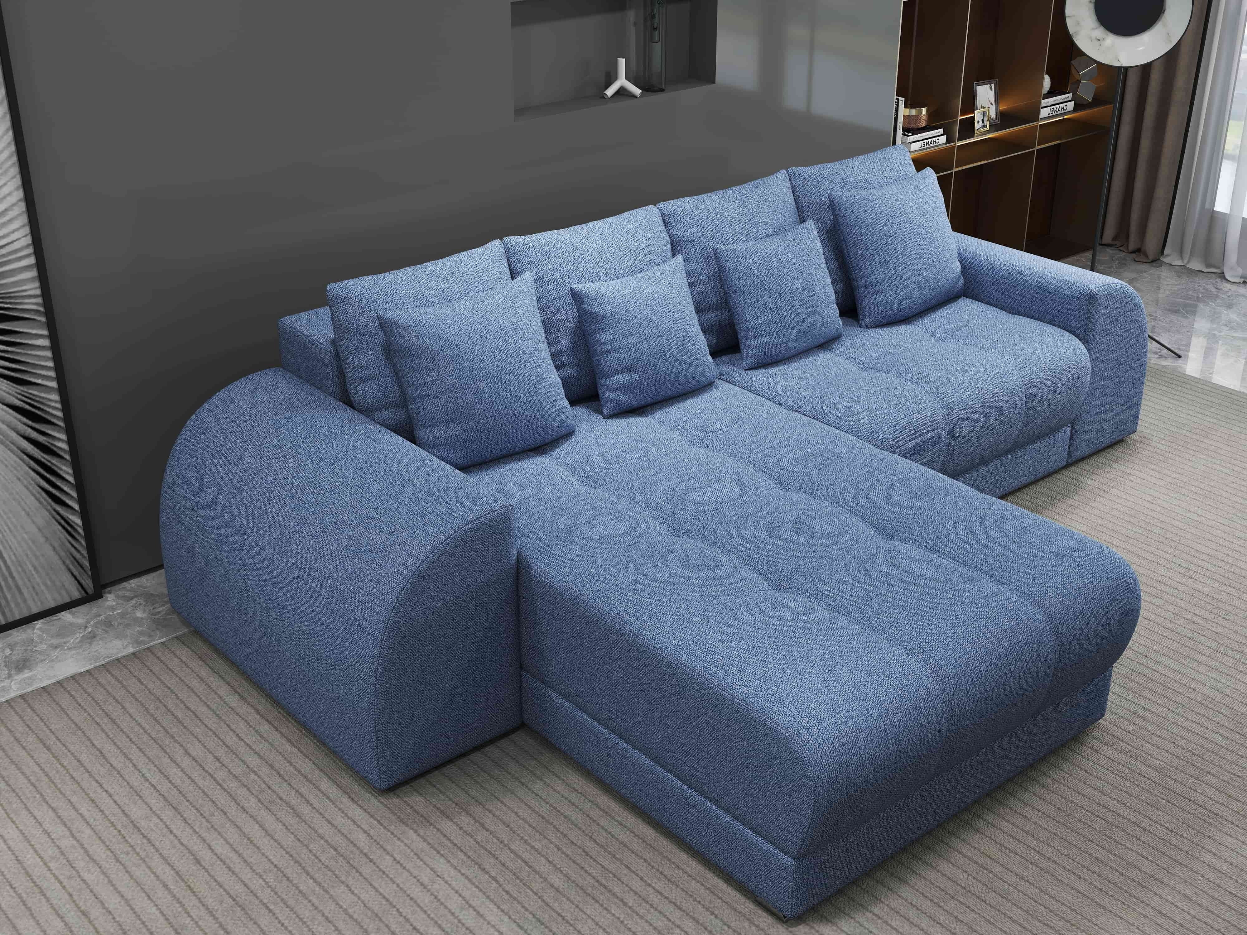 Colțar extensibil dumonde cu ladă de depozitare si sezut confortabil din spuma HR, Verona Enjoy Albastru 290x185 cm Fabrica