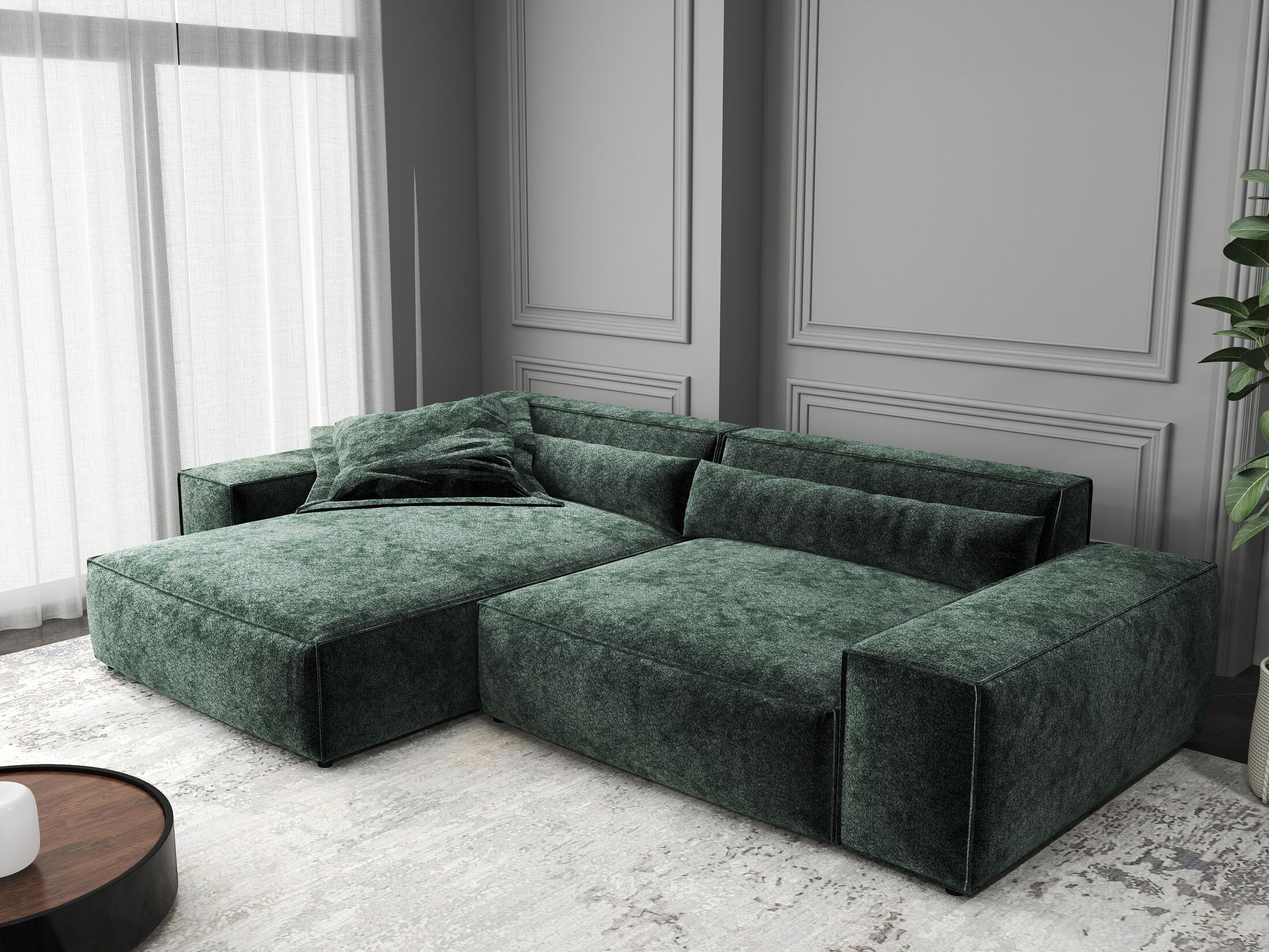 Colțar dumonde cu șezut confortabil din spumă HR, Marvelo Euphoria Verde 264x175 cm