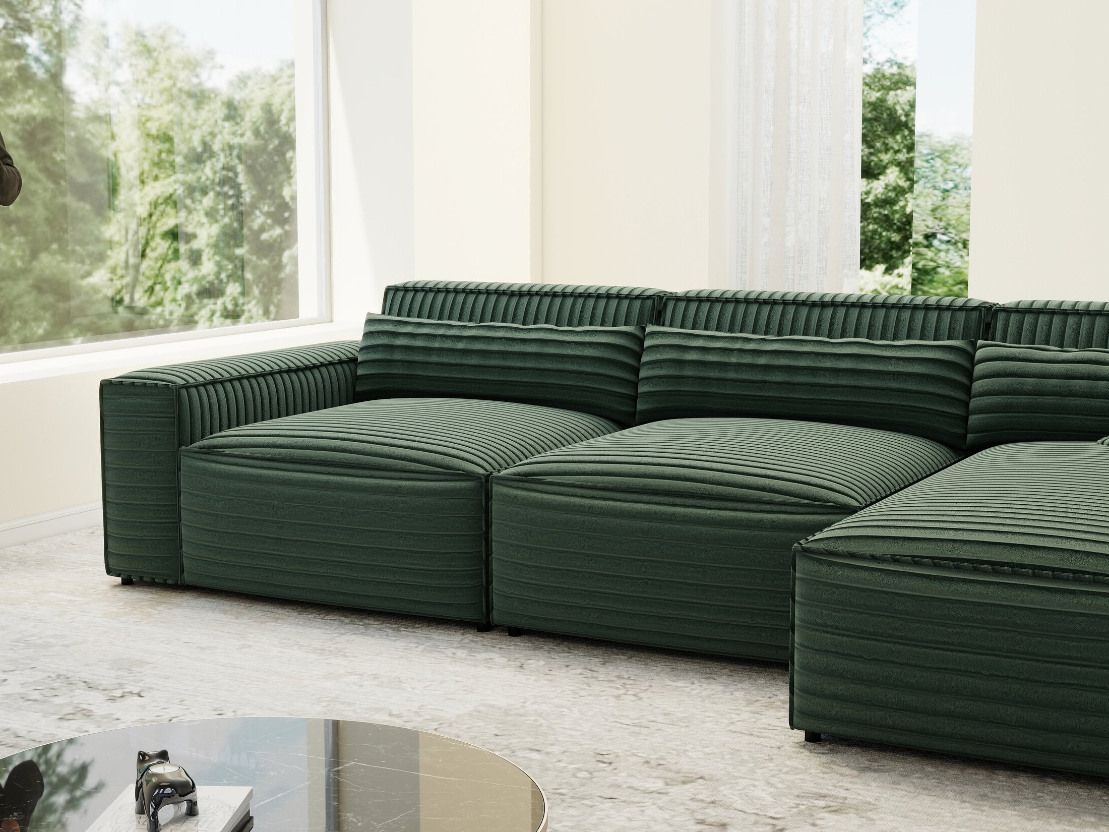 Colțar dumonde cu sezut confortabil din spuma HR, Marvelo XL Ambience Verde 366x175 cm II