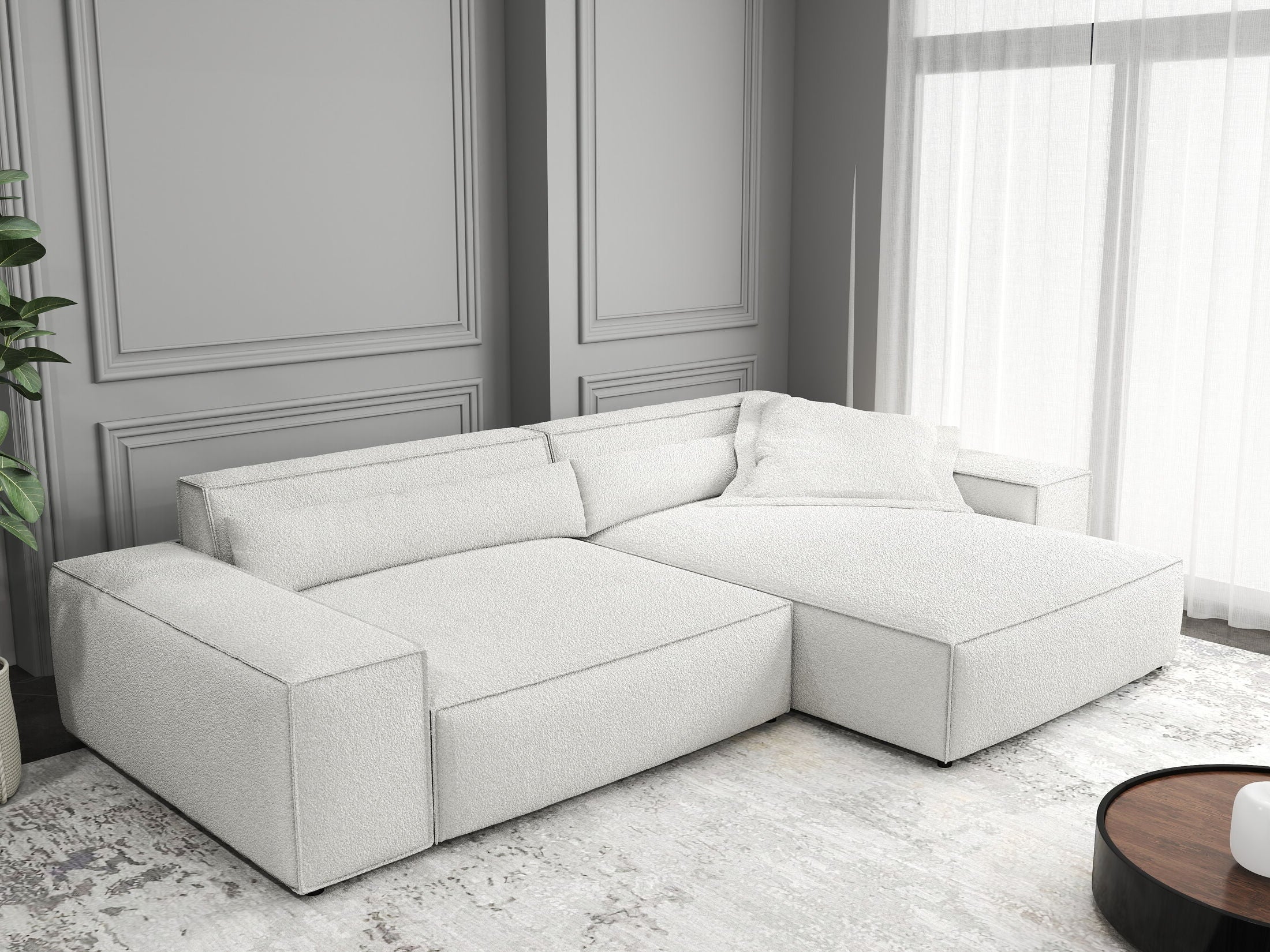 Colțar dumonde cu șezut confortabil din spumă HR, Marvelo Euphoria Alb 264x175 cm II