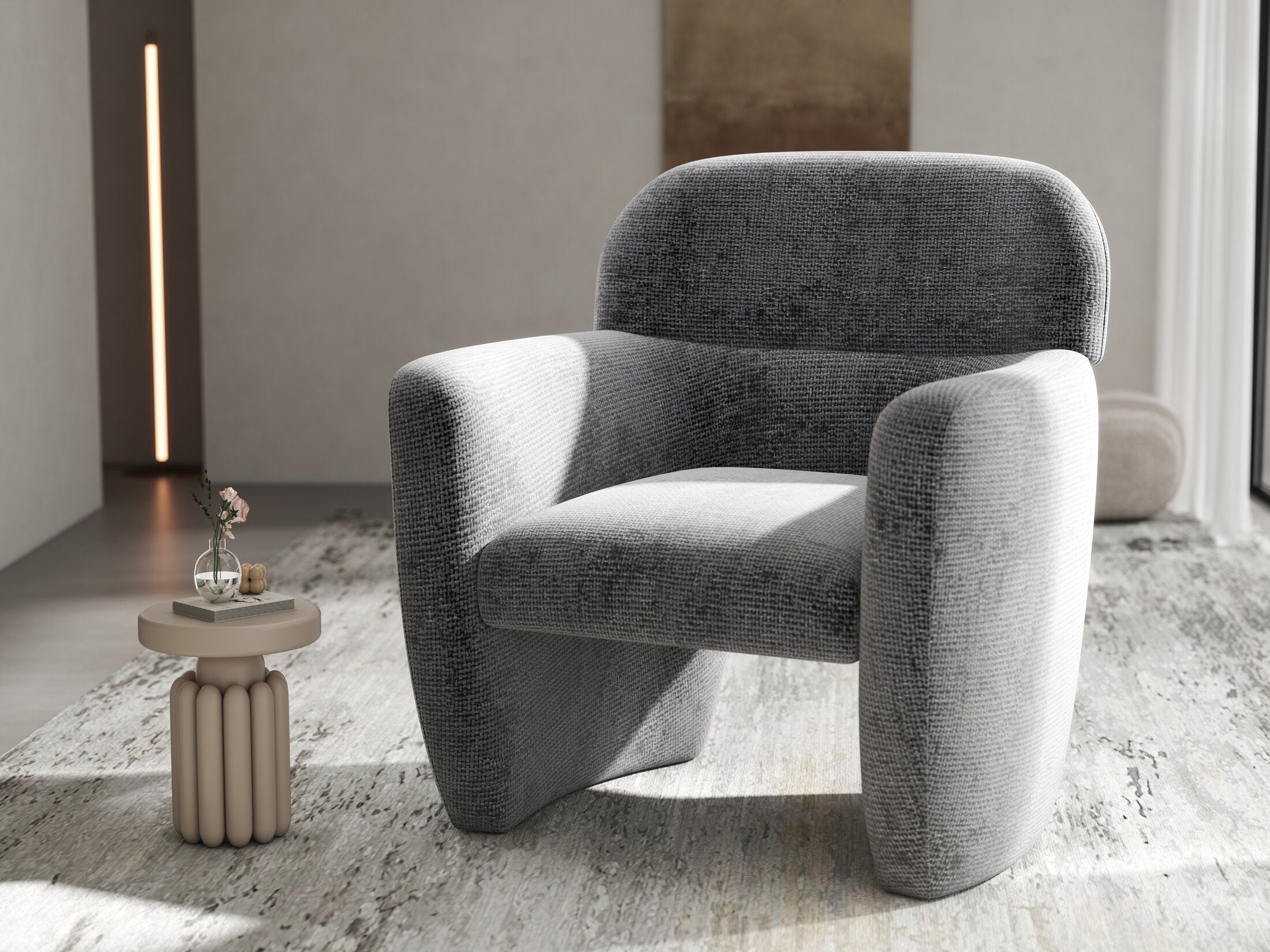 Fotoliu dumonde tapitat Gri modern Mirello 75x70cm