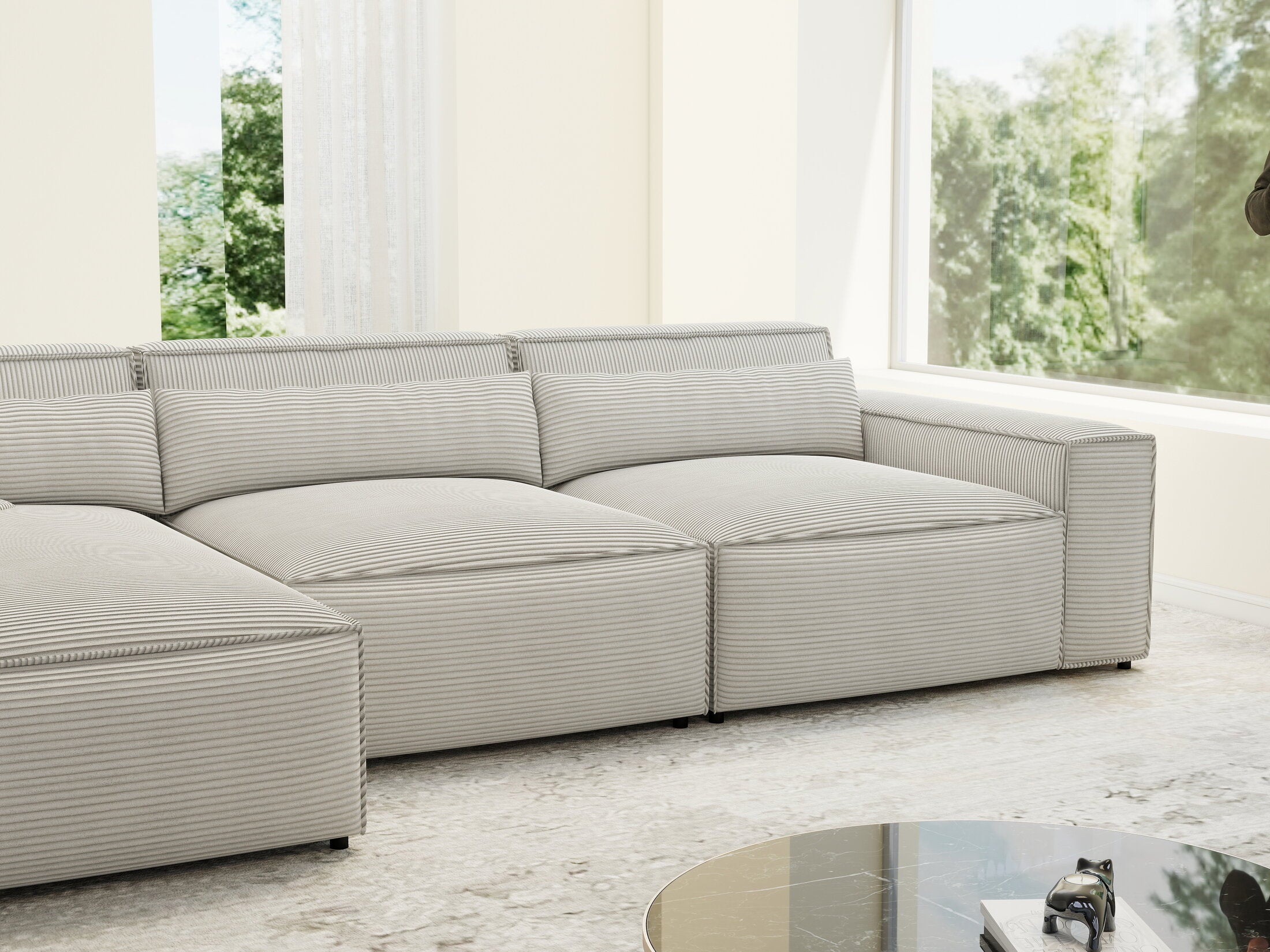 Colțar dumonde cu sezut confortabil din spuma HR, Marvelo XL Zoom Gri Mint 366x175 cm