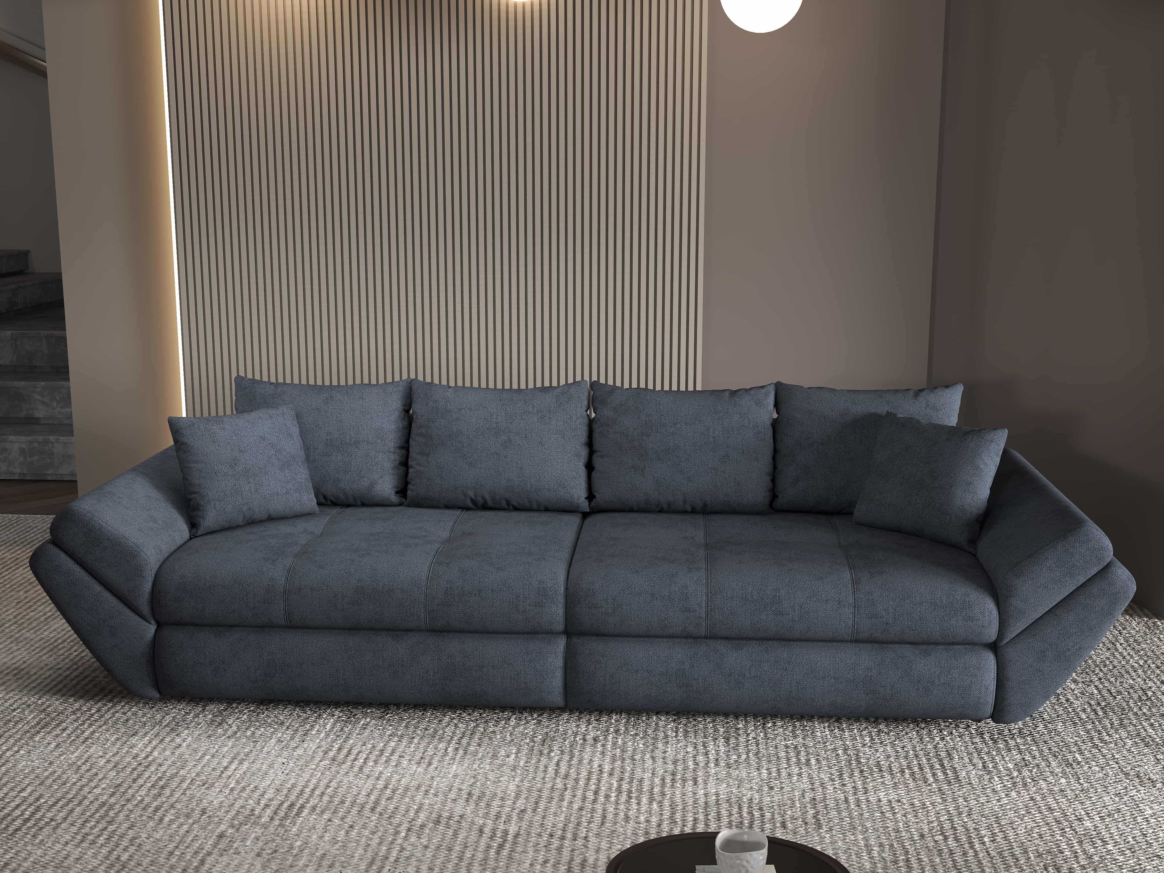 Canapea extensibilă dumonde cu ladă de depozitare si sezut confortabil din spuma HR, Loana Enjoy Antracit 300x100 cm Fabrica