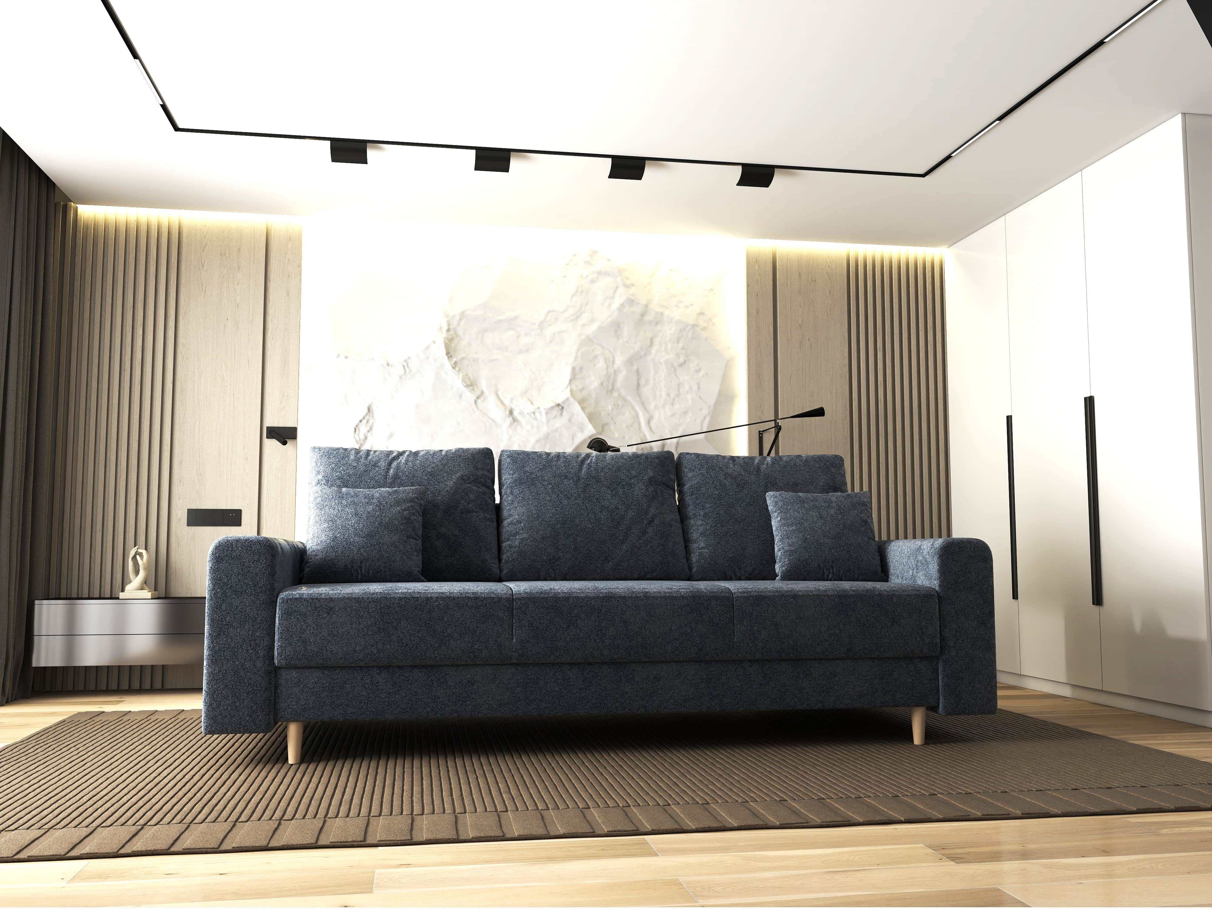 Canapea extensibilă dumonde cu ladă de depozitare si sezut confortabil din spuma HR, Kronos Euphoria Grafit 210x100 cm fabrica