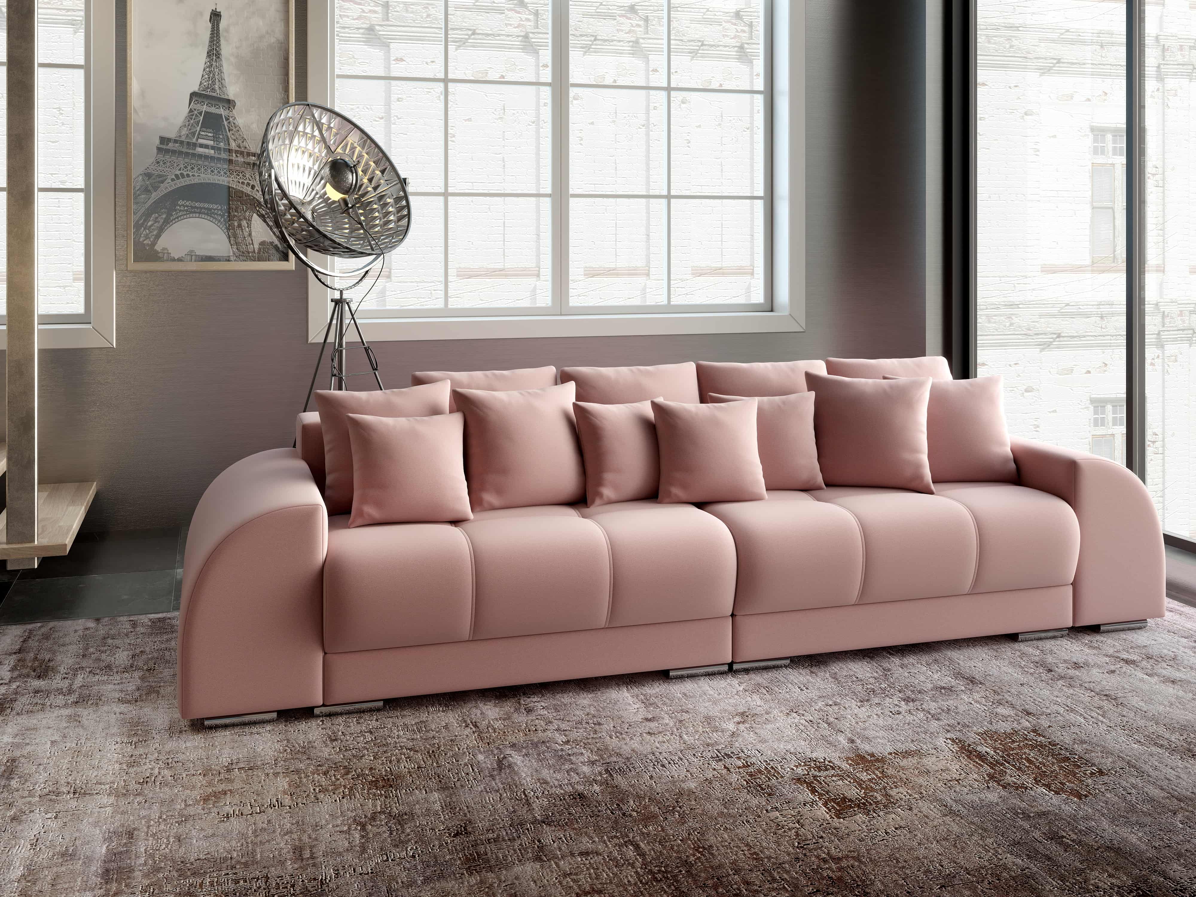 Canapea extensibilă dumonde cu 2 lăzi de depozitare si sezut confortabil din spuma HR, Verona Royal Pink 310x100 cm Fabrica