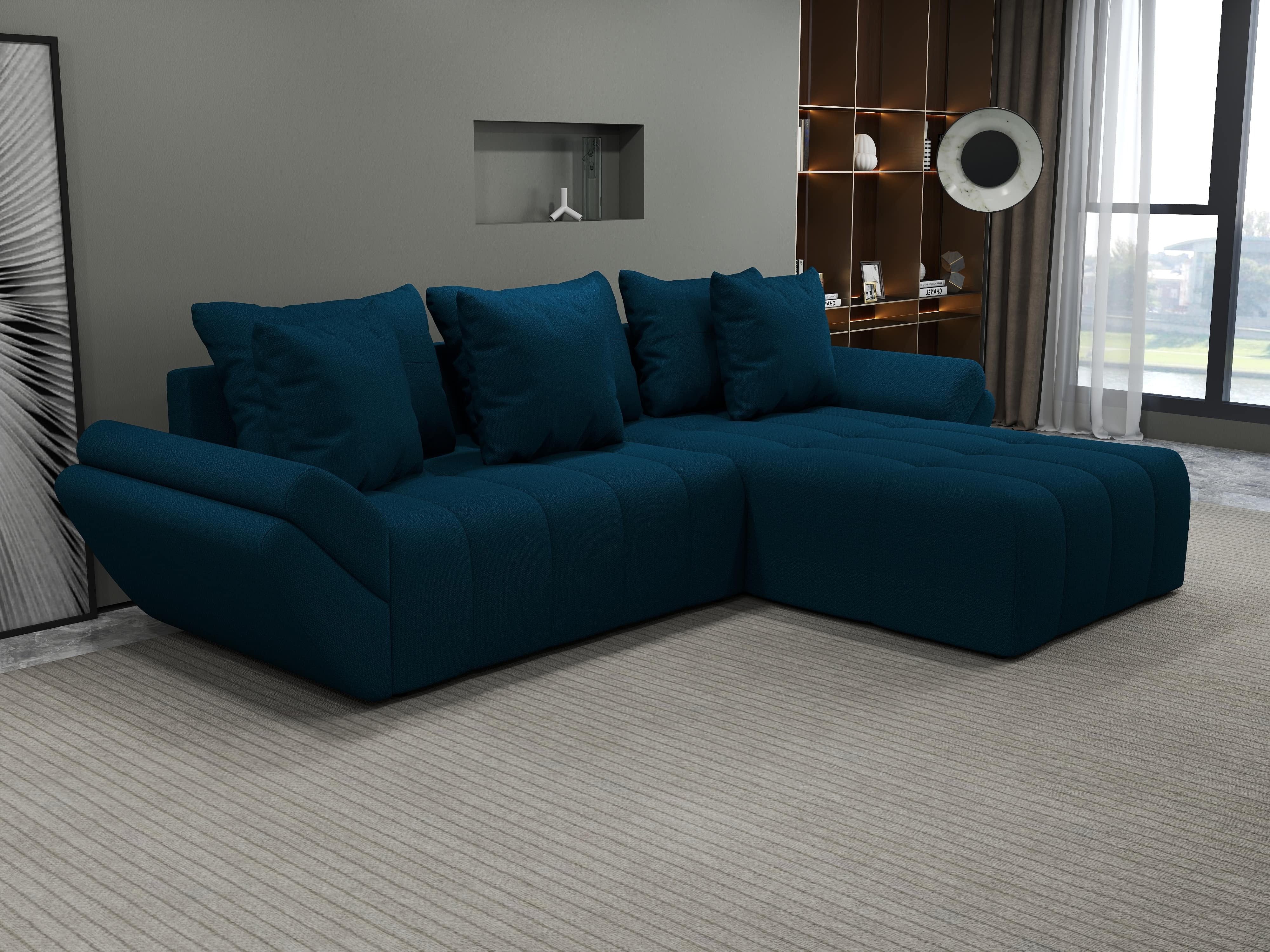 Colțar extensibil dumonde cu ladă de depozitare si sezut confortabil din spuma HR, Berlin Enjoy Petrol 280x185 cm II Fabrica