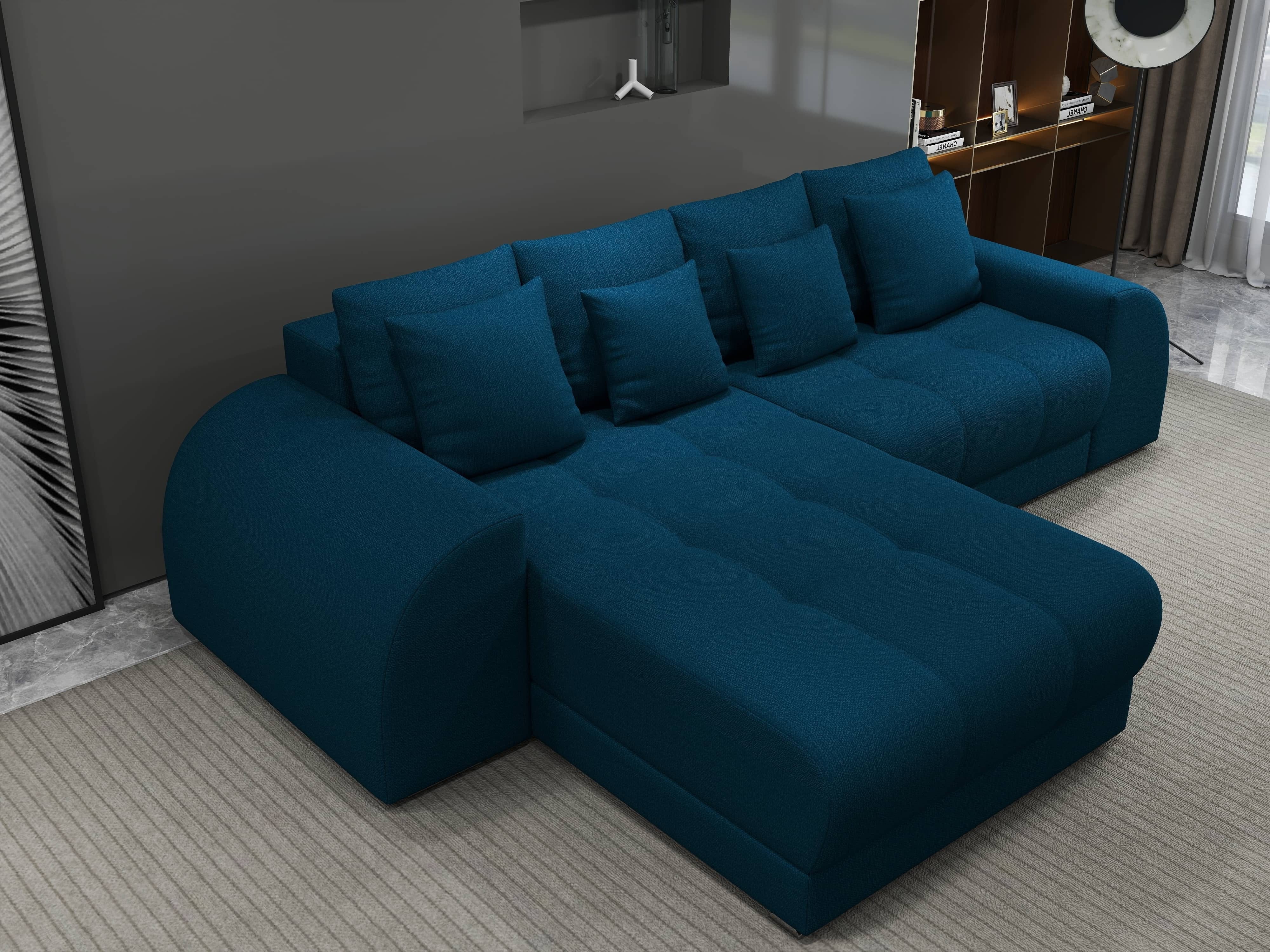 Colțar extensibil dumonde cu ladă de depozitare si sezut confortabil din spuma HR, Verona Enjoy Petrol 290x185 cm Fabrica