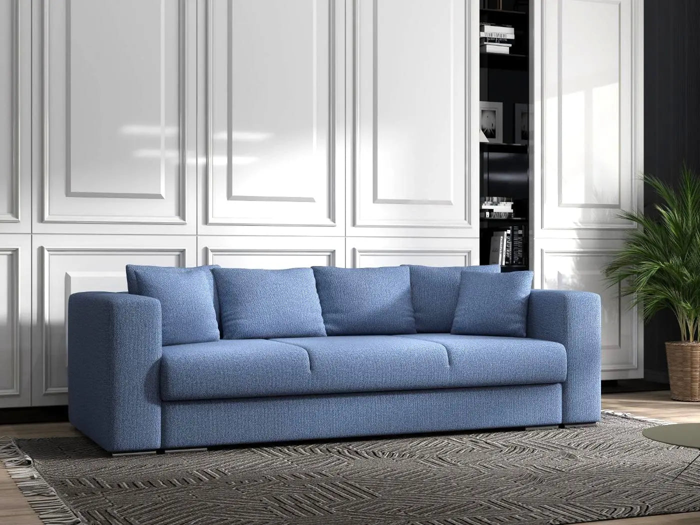 Canapea extensibilă dumonde cu ladă de depozitare si sezut confortabil din spuma HR, Gloria Blue 240x100 cm Fabrica
