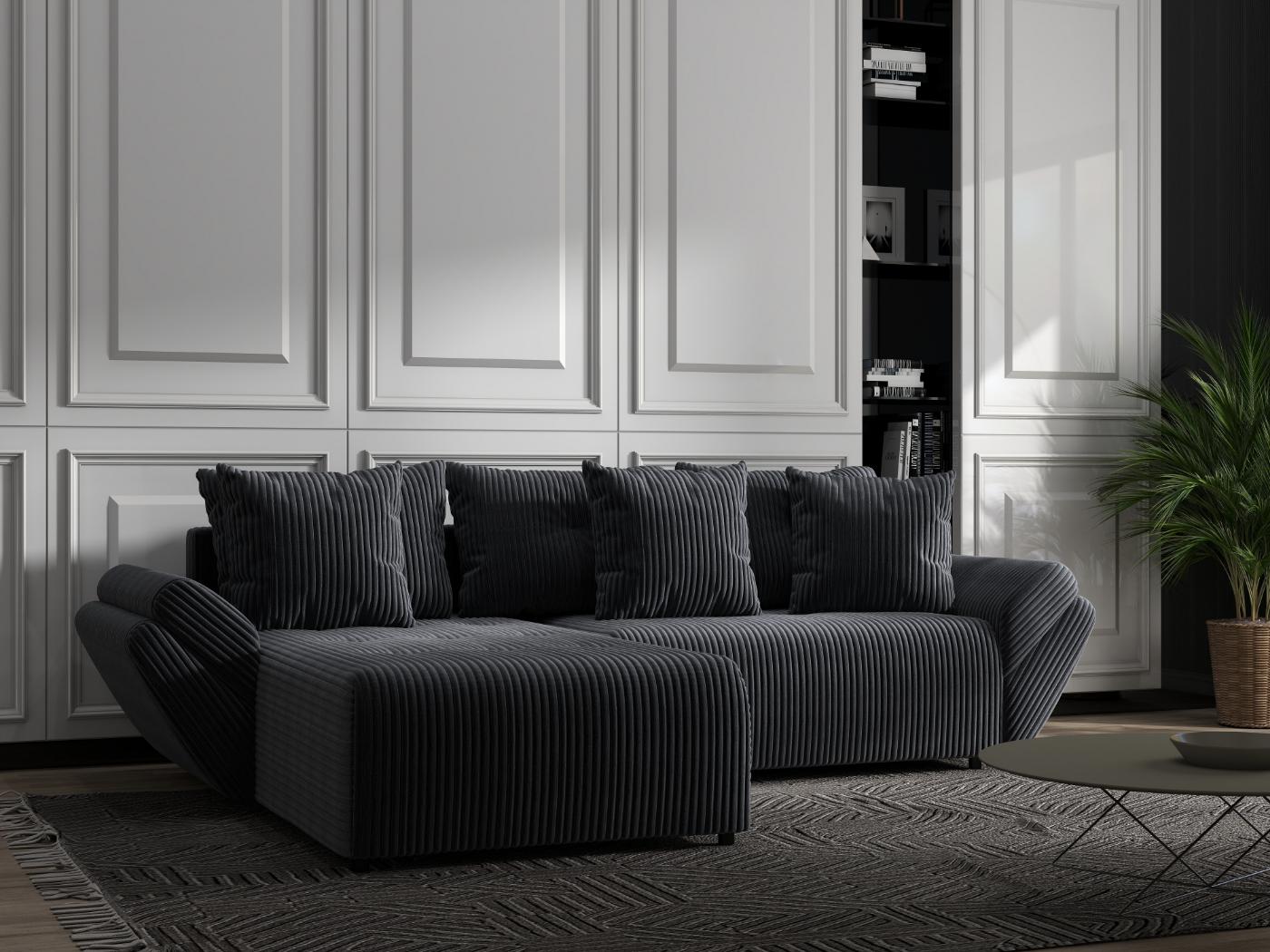 Colțar extensibil dumonde cu ladă de depozitare si sezut confortabil din spuma HR, Berlin Ambience Gri 280x185 cm Fabrica