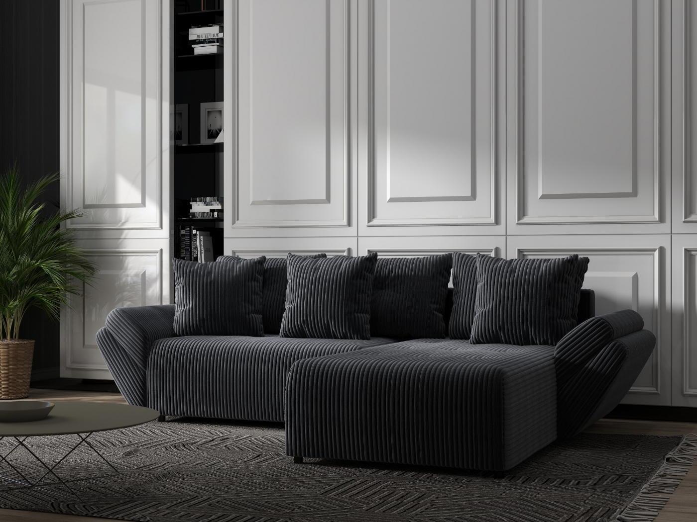 Colțar extensibil dumonde cu ladă de depozitare si sezut confortabil din spuma HR, Berlin Ambience Gri 280x185 cm II Fabrica