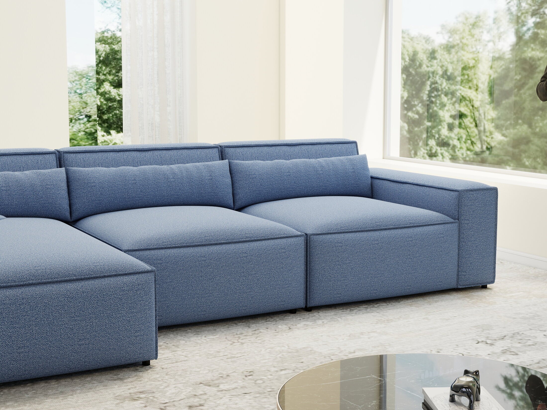 Colțar dumonde cu sezut confortabil din spuma HR, Marvelo XL Enjoy Albastru 366x175 cm