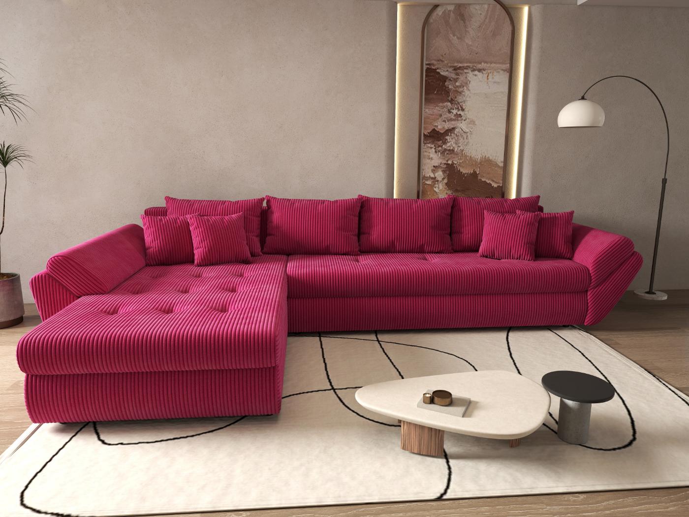 Colțar extensibil dumonde cu ladă de depozitare si sezut confortabil din spuma HR, Loana XL Zoom Rosu 335x185 cm Fabrica