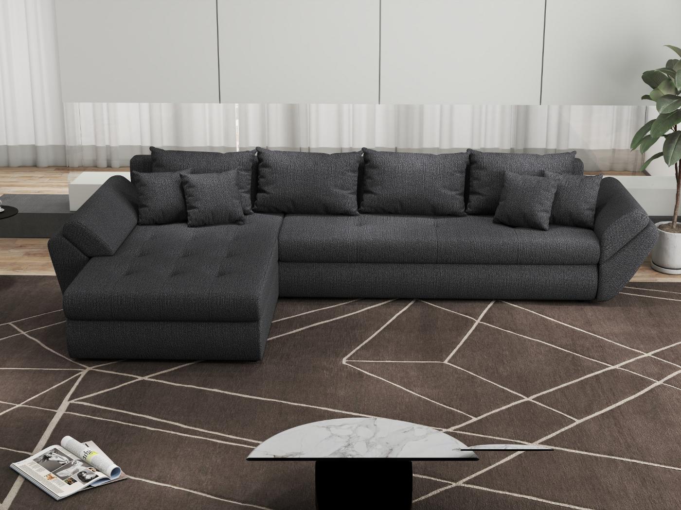 Colțar extensibil dumonde cu ladă de depozitare si sezut confortabil din spuma HR, Loana XL Enjoy Grafit 335x185 cm Fabrica