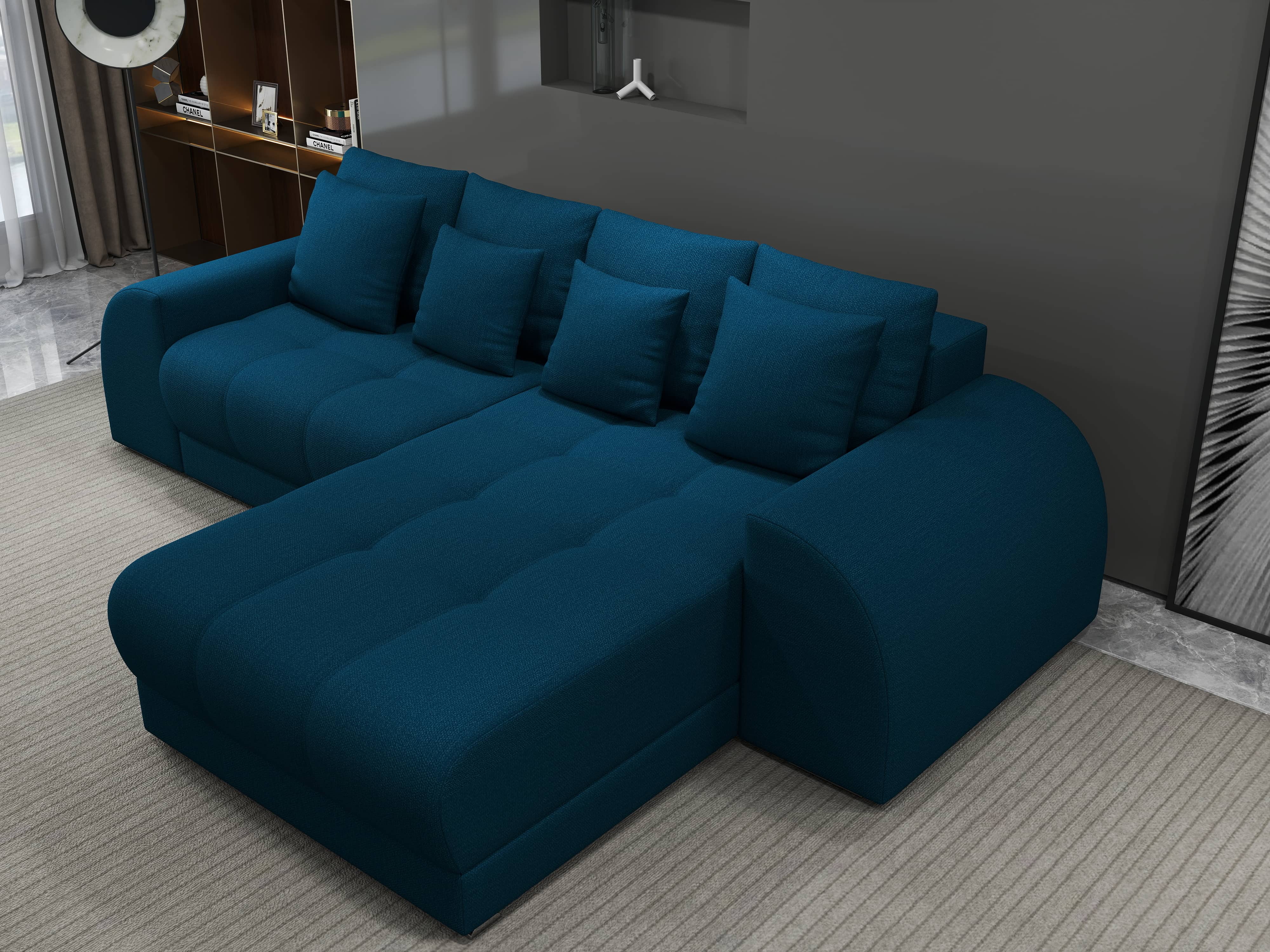 Colțar extensibil dumonde cu ladă de depozitare si sezut confortabil din spuma HR, Verona Enjoy Petrol II 290x185 cm Fabrica