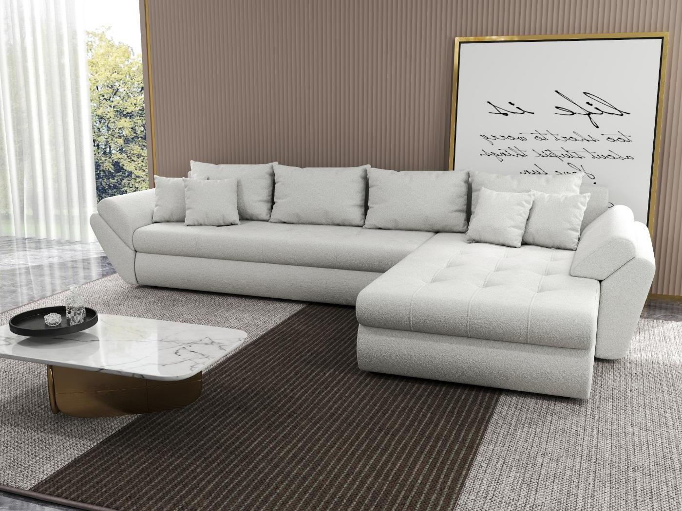 Colțar extensibil dumonde cu ladă de depozitare si sezut confortabil din spuma HR, Loana XL Euphoria Ivory II 335x185 cm Fabrica