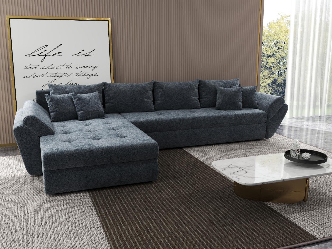 Colțar extensibil dumonde cu ladă de depozitare si sezut confortabil din spuma HR, Loana XL Euphoria Grafit 335x185 cm Fabrica